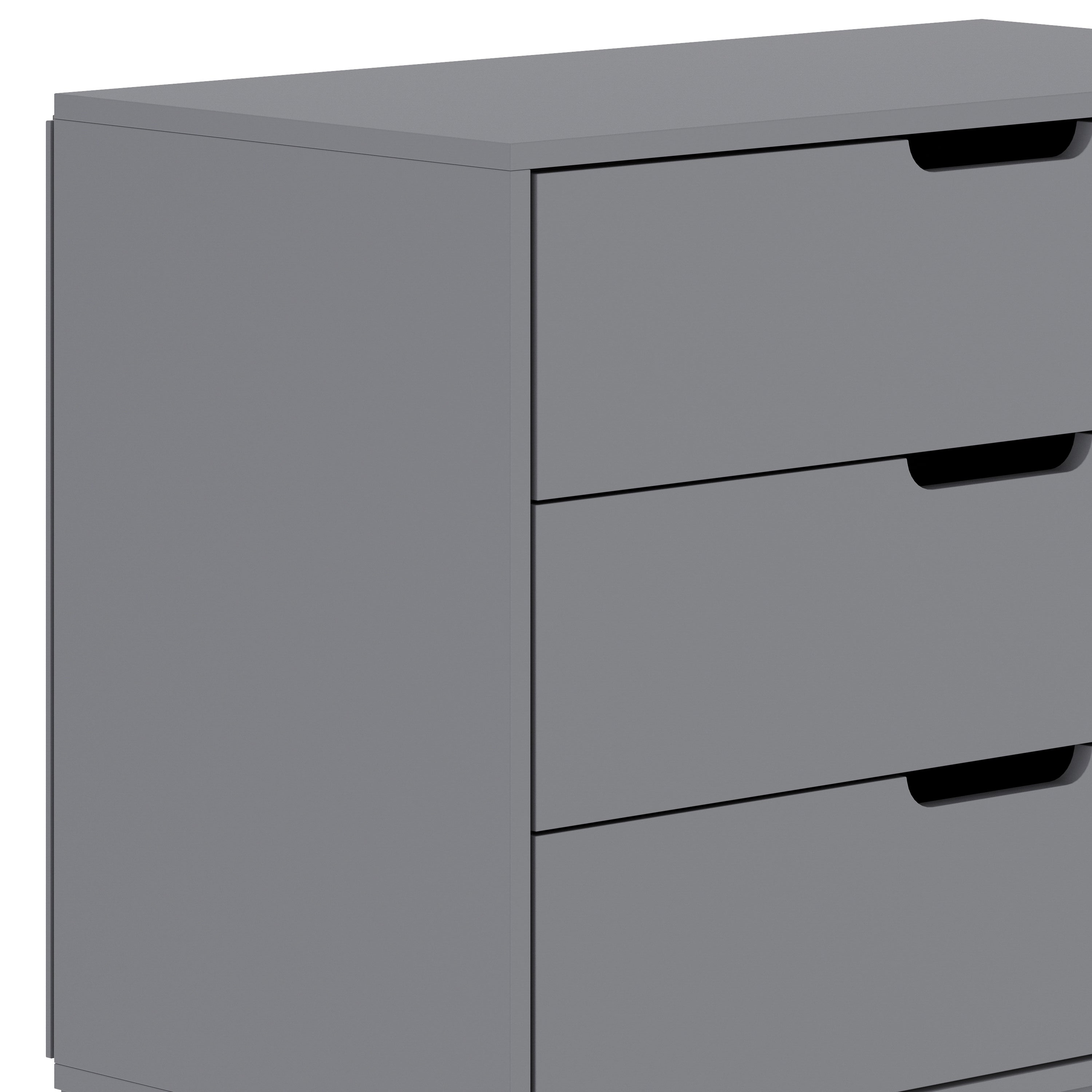 Dallas Wooden 3-Drawer Dresser for Bedroom, Chest of Drawers for Kids in Gray