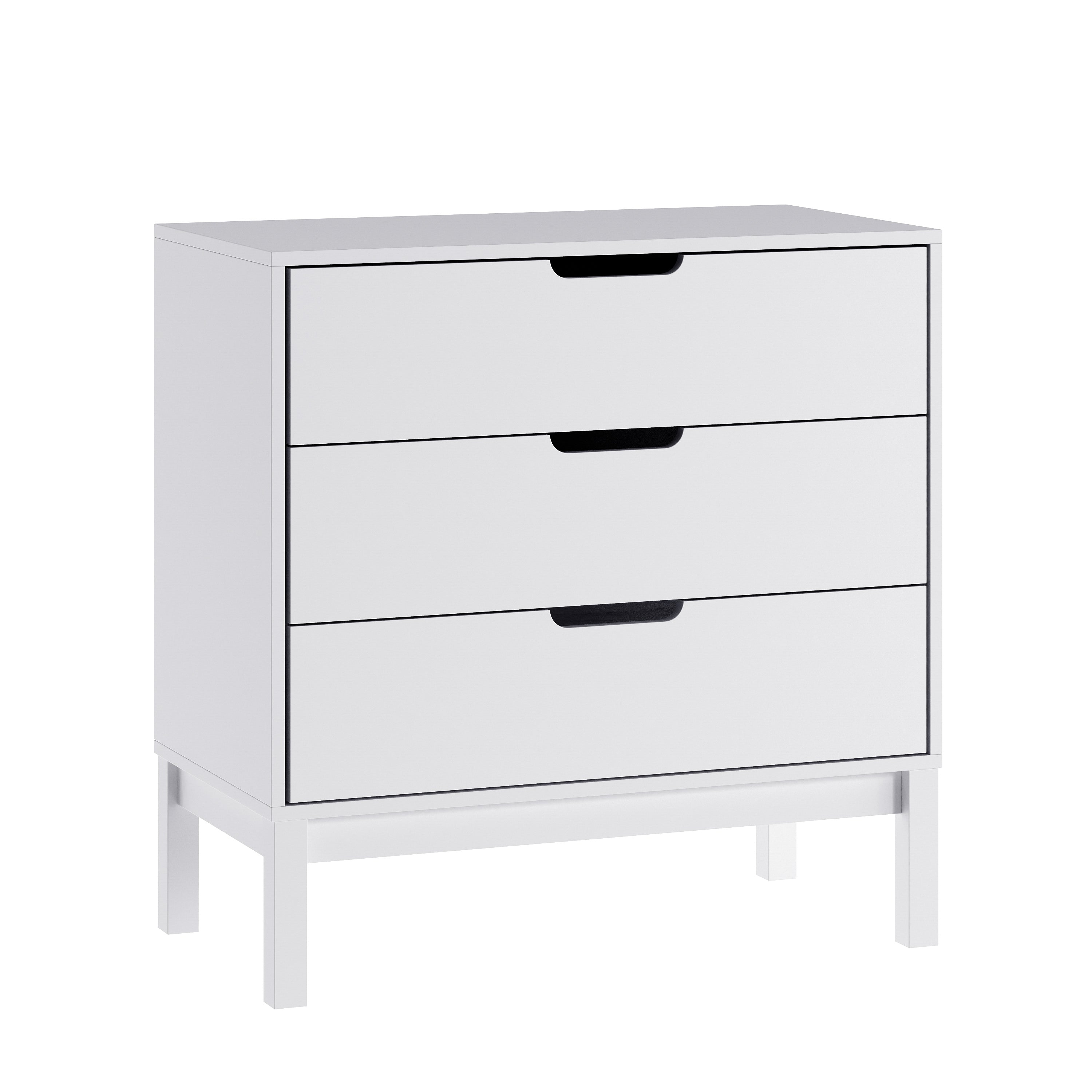 Dallas Wooden 3-Drawer Dresser for Bedroom, Chest of Drawers for Kids in White