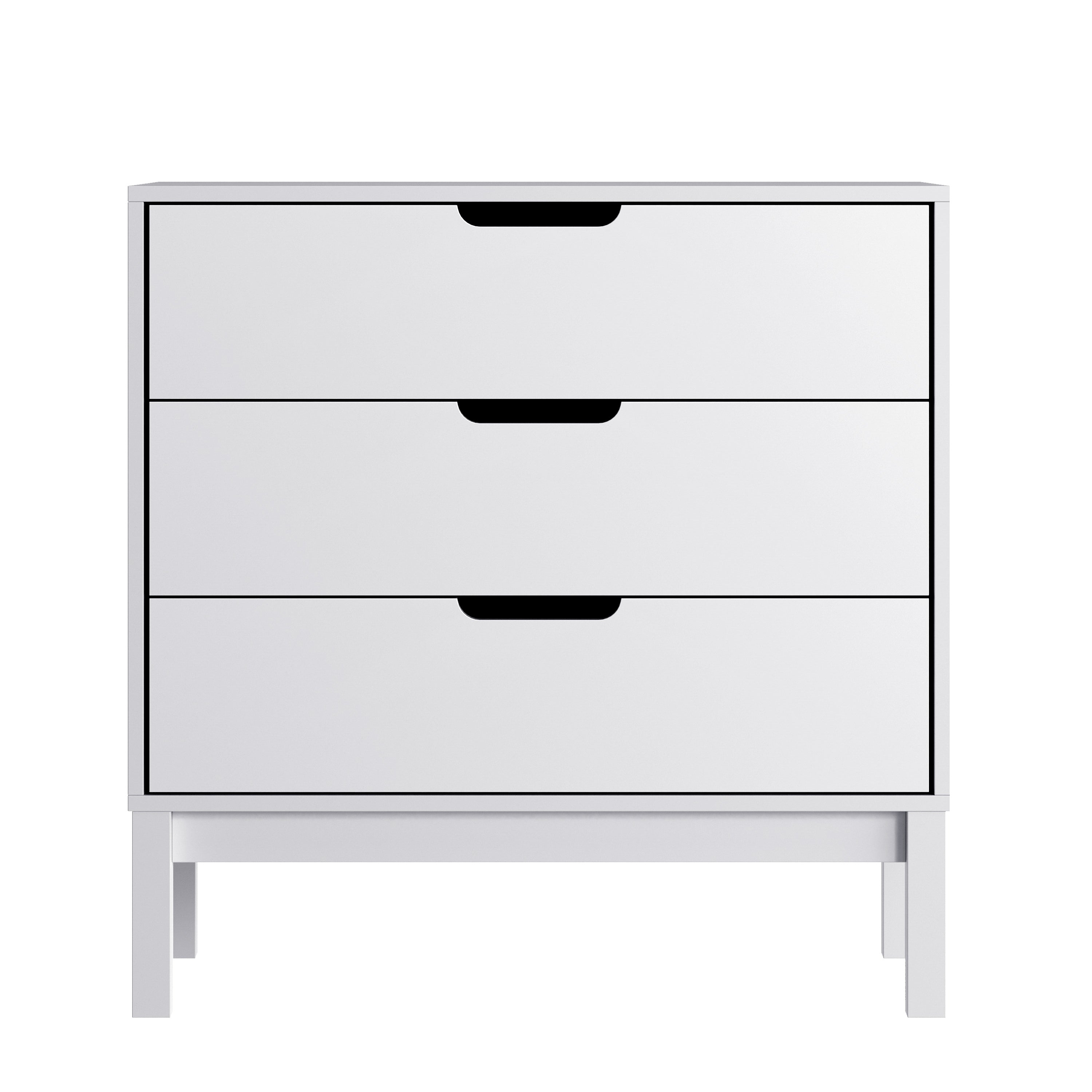 Dallas Wooden 3-Drawer Dresser for Bedroom, Chest of Drawers for Kids in White