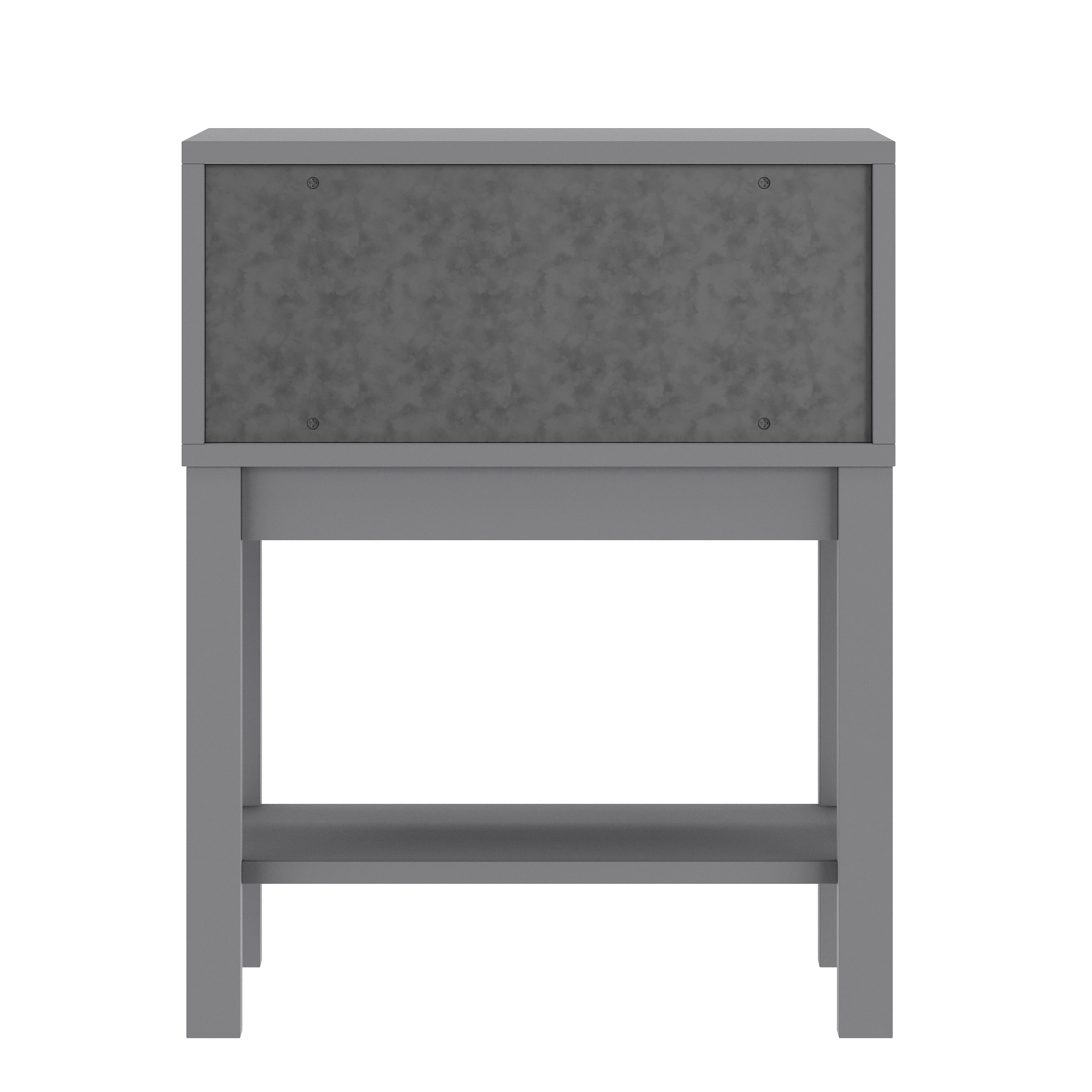 Dallas Wooden Night Stand, Bedroom Side Table with Storage Drawer and Shelf for Kids in Gray