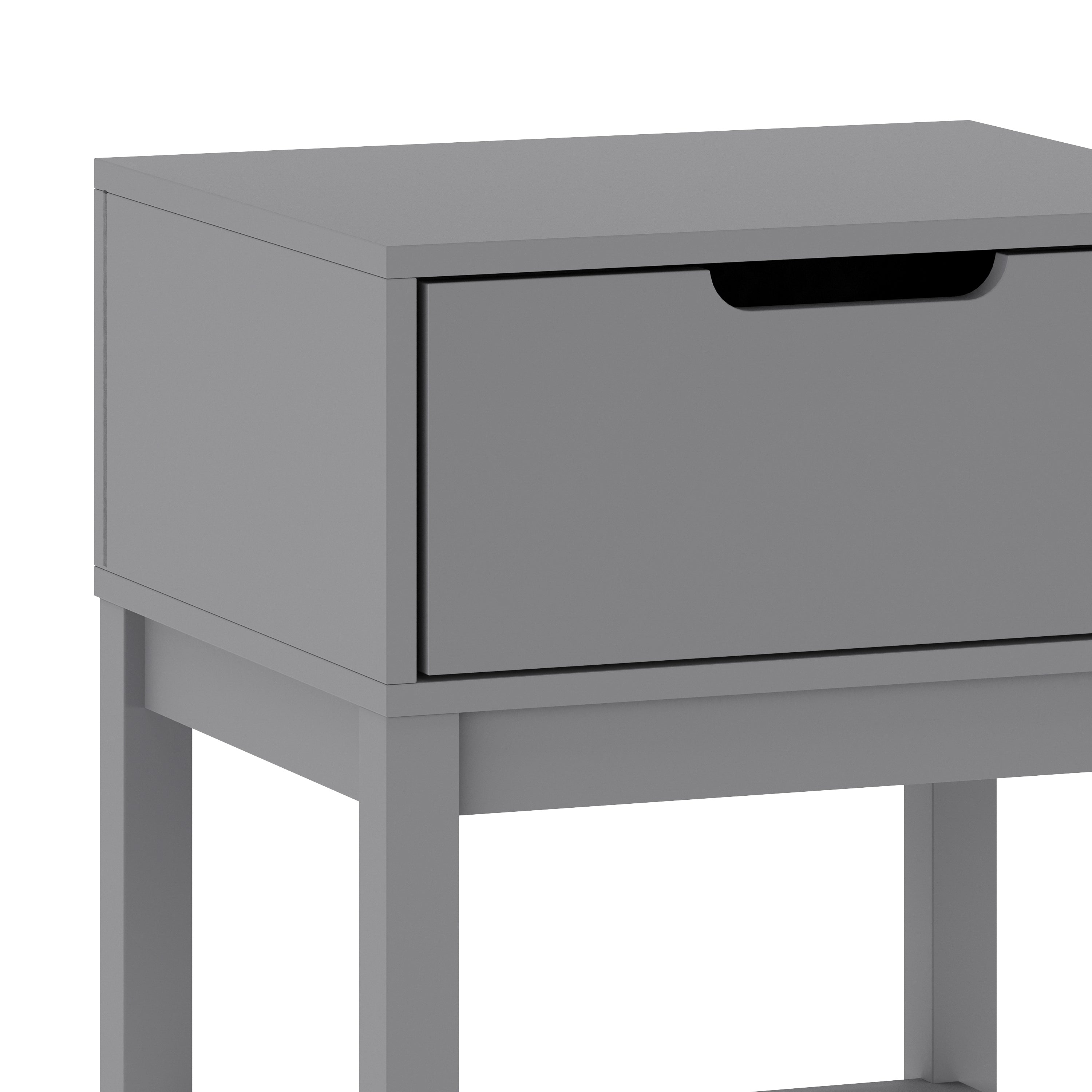 Dallas Wooden Night Stand, Bedroom Side Table with Storage Drawer and Shelf for Kids in Gray