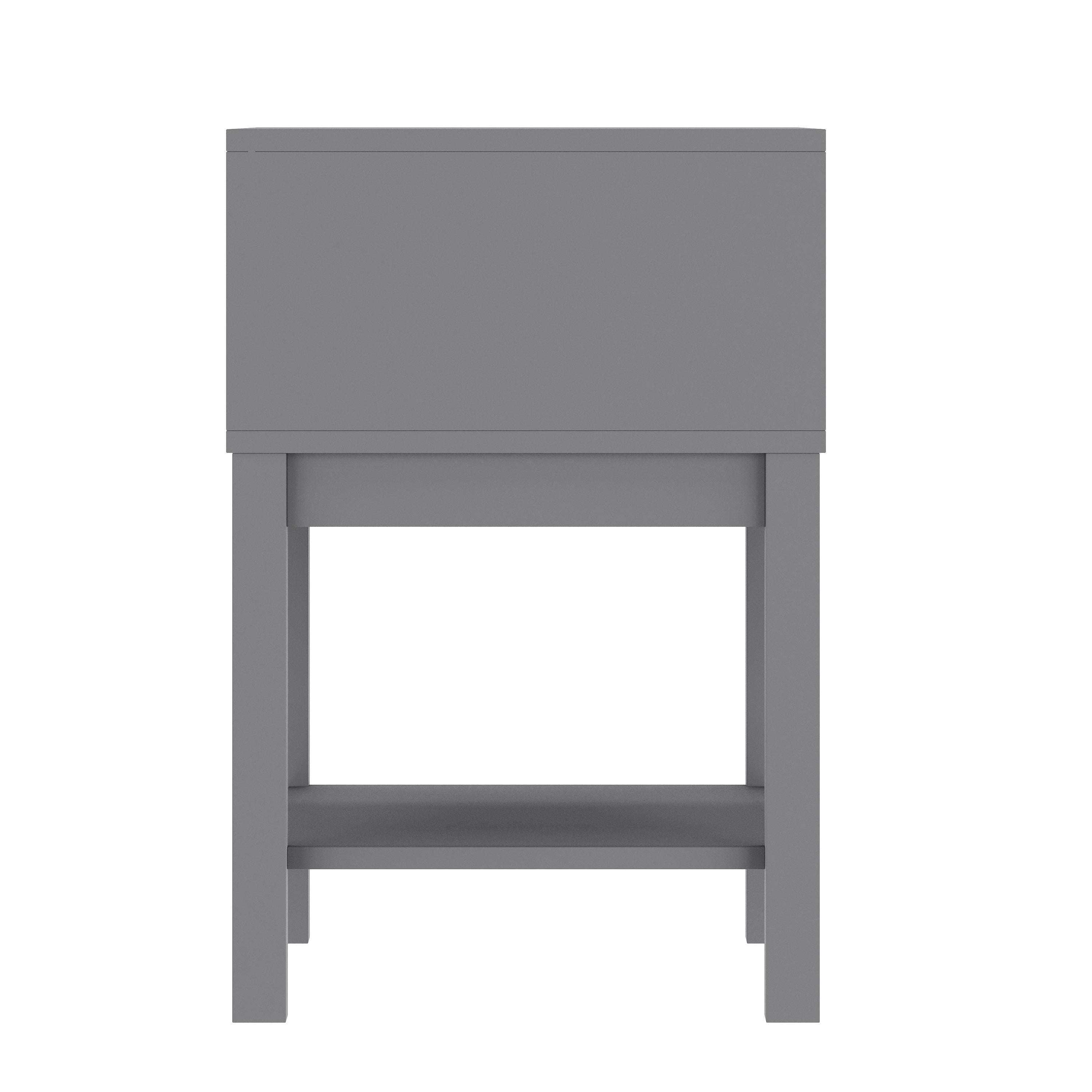 Dallas Wooden Night Stand, Bedroom Side Table with Storage Drawer and Shelf for Kids in Gray