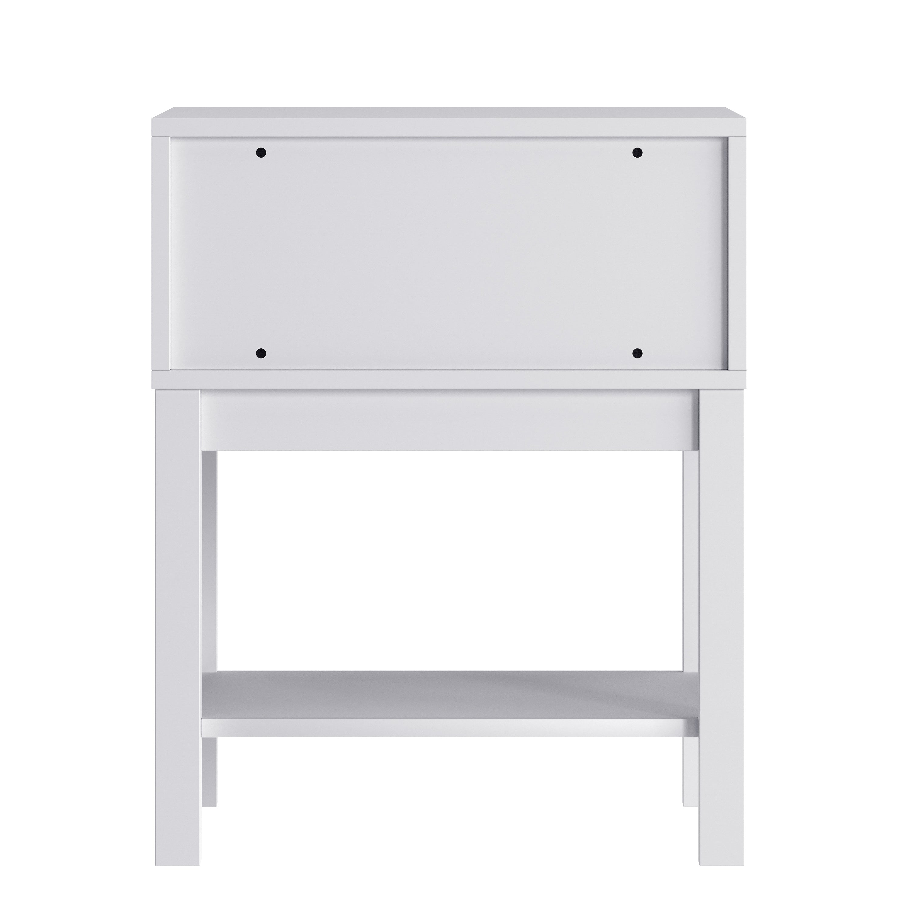 Dallas Wooden Night Stand, Bedroom Side Table with Storage Drawer and Shelf for Kids in White
