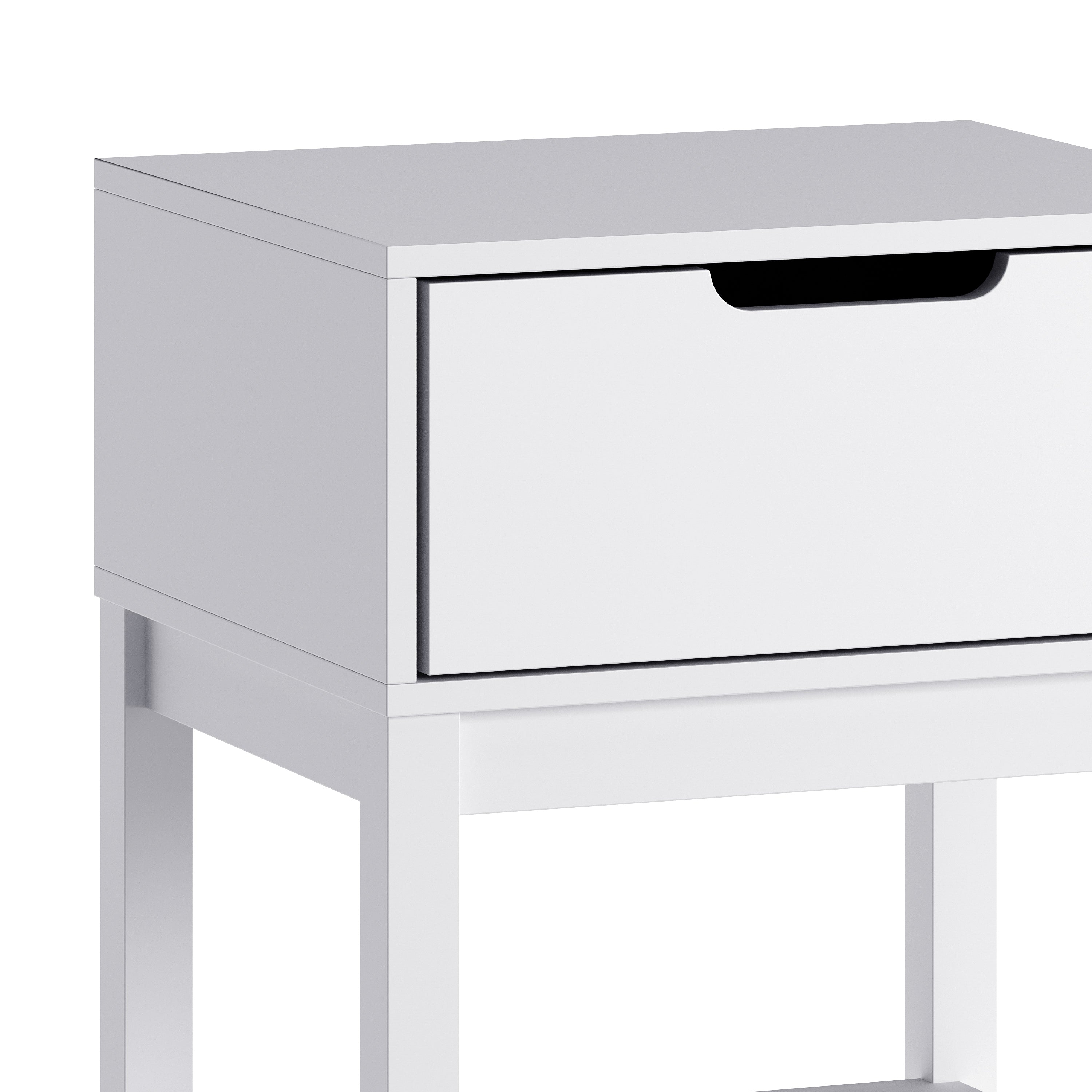 Dallas Wooden Night Stand, Bedroom Side Table with Storage Drawer and Shelf for Kids in White