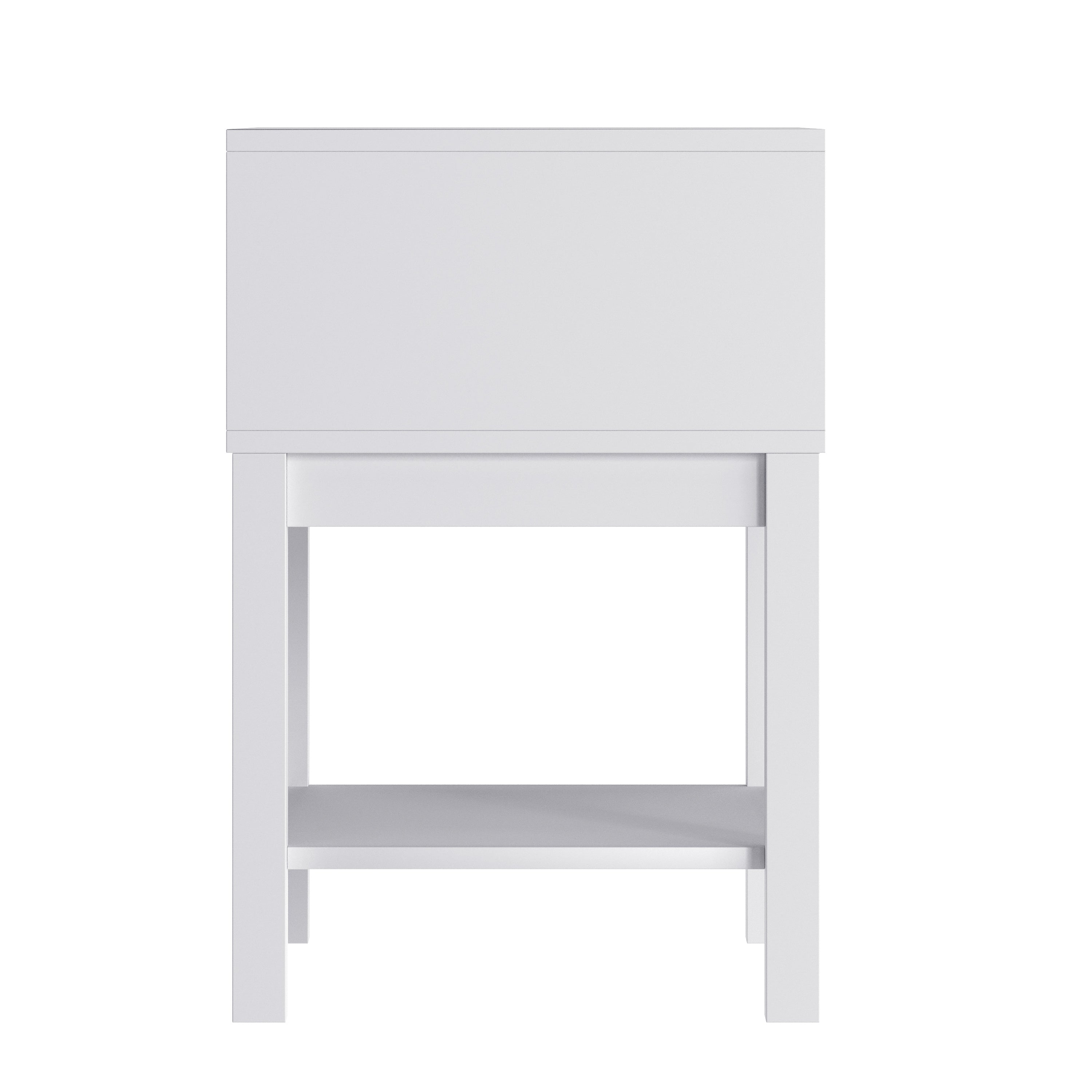Dallas Wooden Night Stand, Bedroom Side Table with Storage Drawer and Shelf for Kids in White