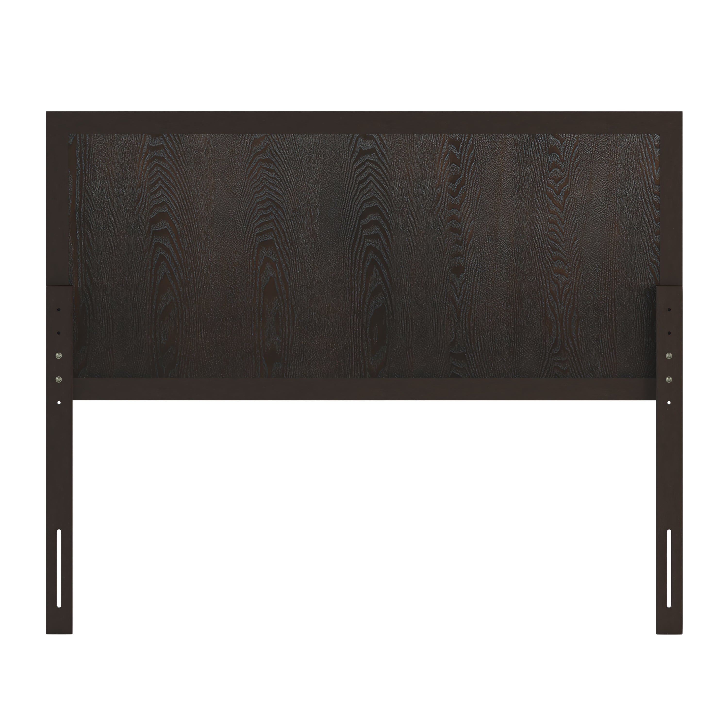 Oliver Full Size Three Panel Wooden Adjustable Headboard for Universal Metal Bed Frames in Dark Brown