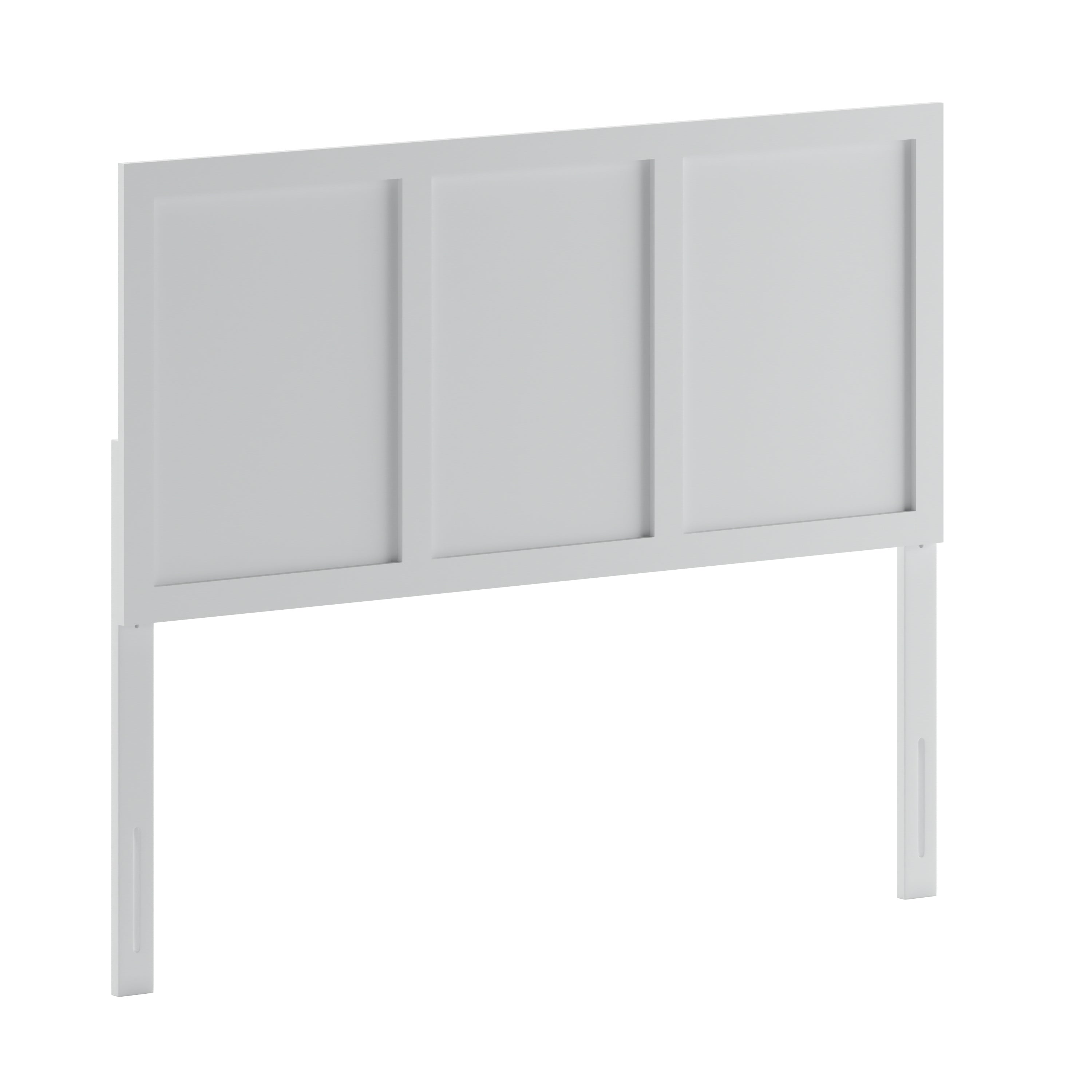 Oliver Full Size Three Panel Wooden Adjustable Headboard for Universal Metal Bed Frames in White
