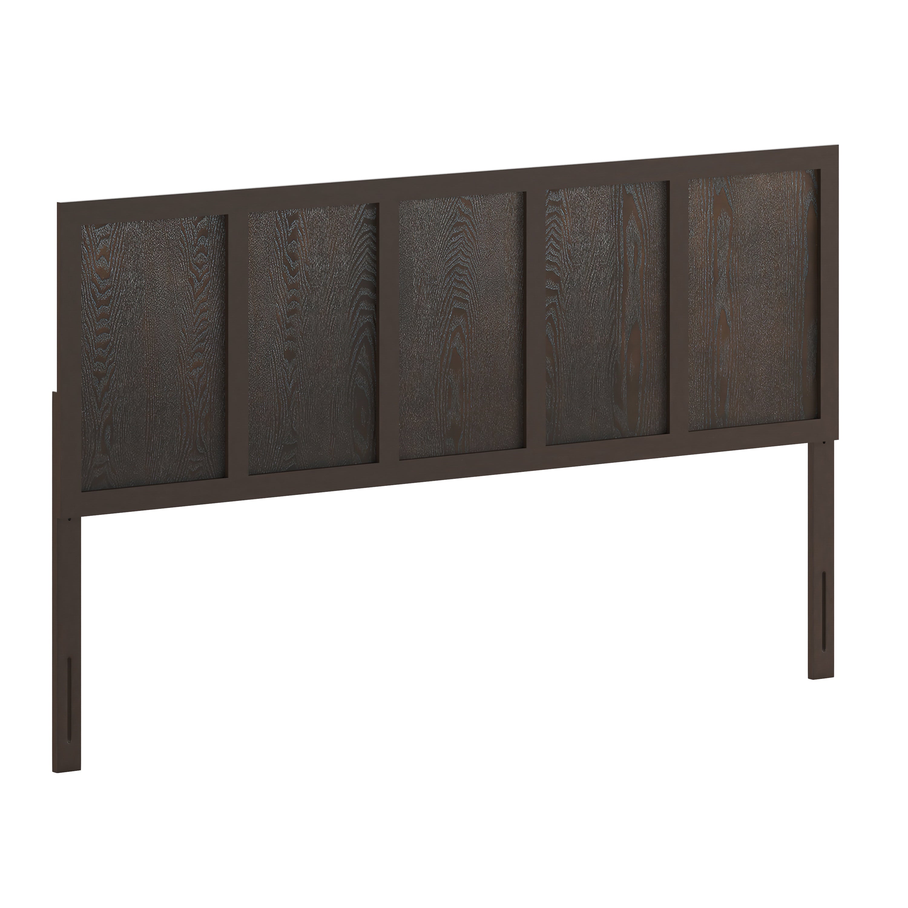 Oliver King Size Four Panel Wooden Adjustable Headboard for Universal Metal Bed Frames in Dark Brown