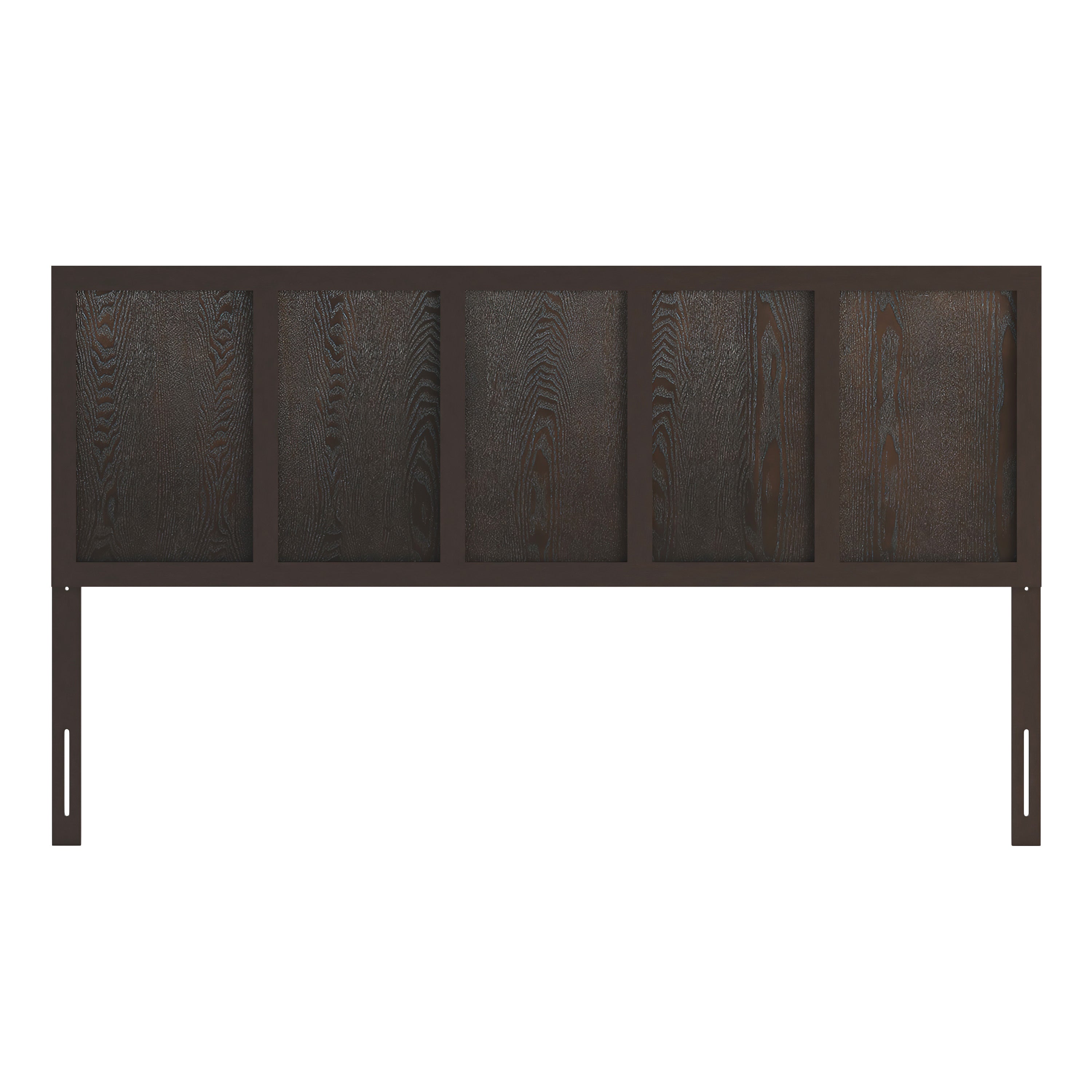 Oliver King Size Four Panel Wooden Adjustable Headboard for Universal Metal Bed Frames in Dark Brown