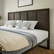 Oliver King Size Four Panel Wooden Adjustable Headboard for Universal Metal Bed Frames in Dark Brown