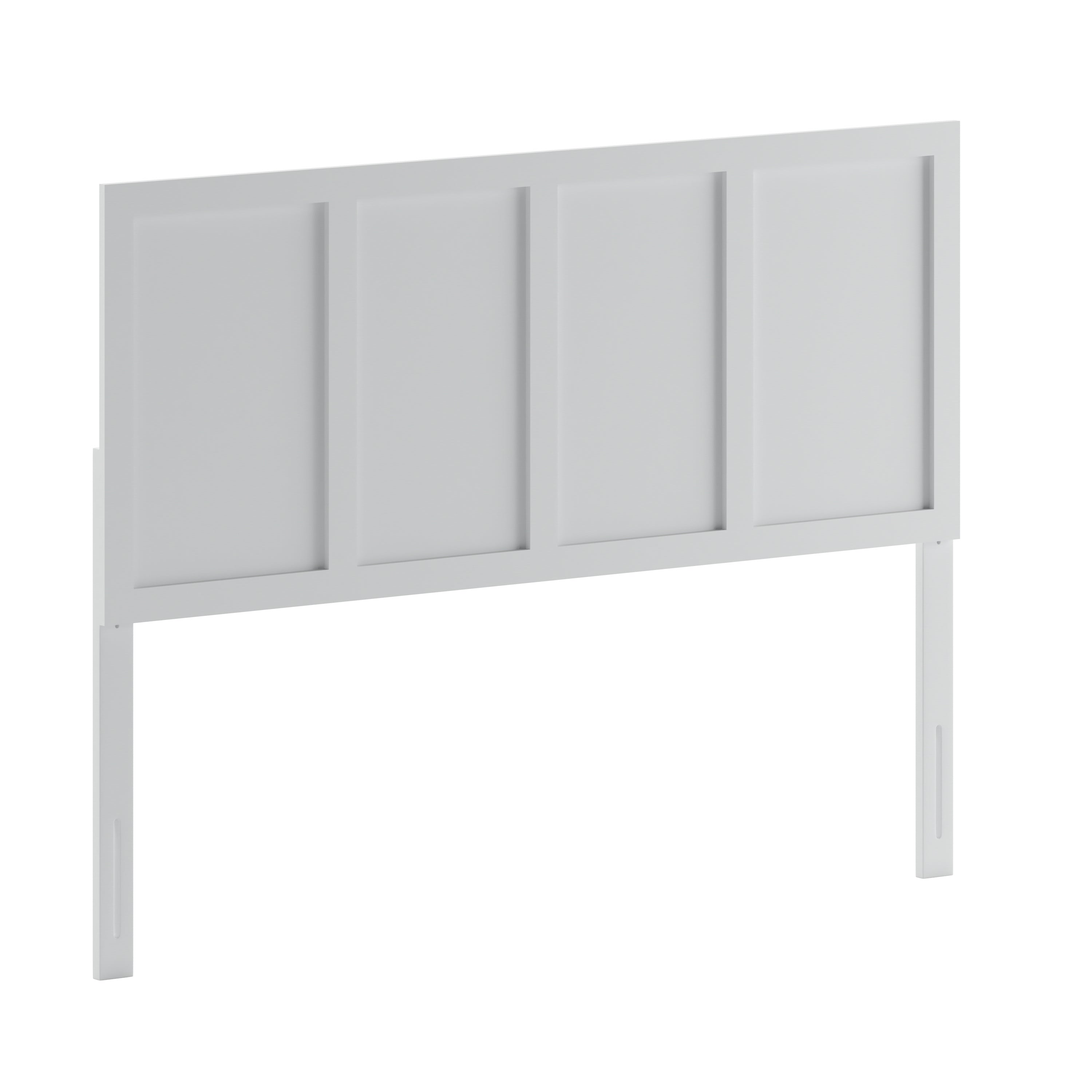 Oliver Queen Size Four Panel Wooden Adjustable Headboard for Universal Metal Bed Frames in White
