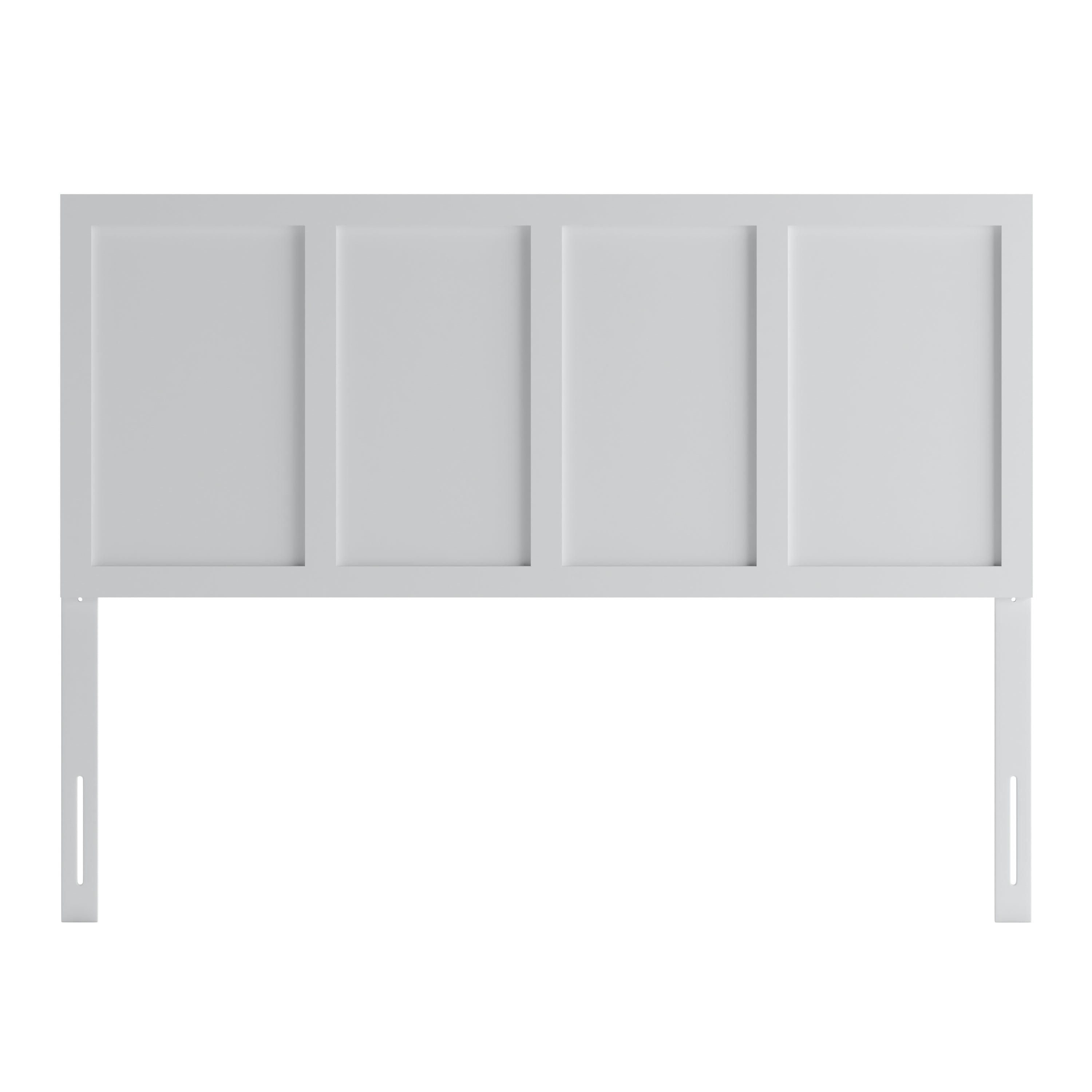 Oliver Queen Size Four Panel Wooden Adjustable Headboard for Universal Metal Bed Frames in White