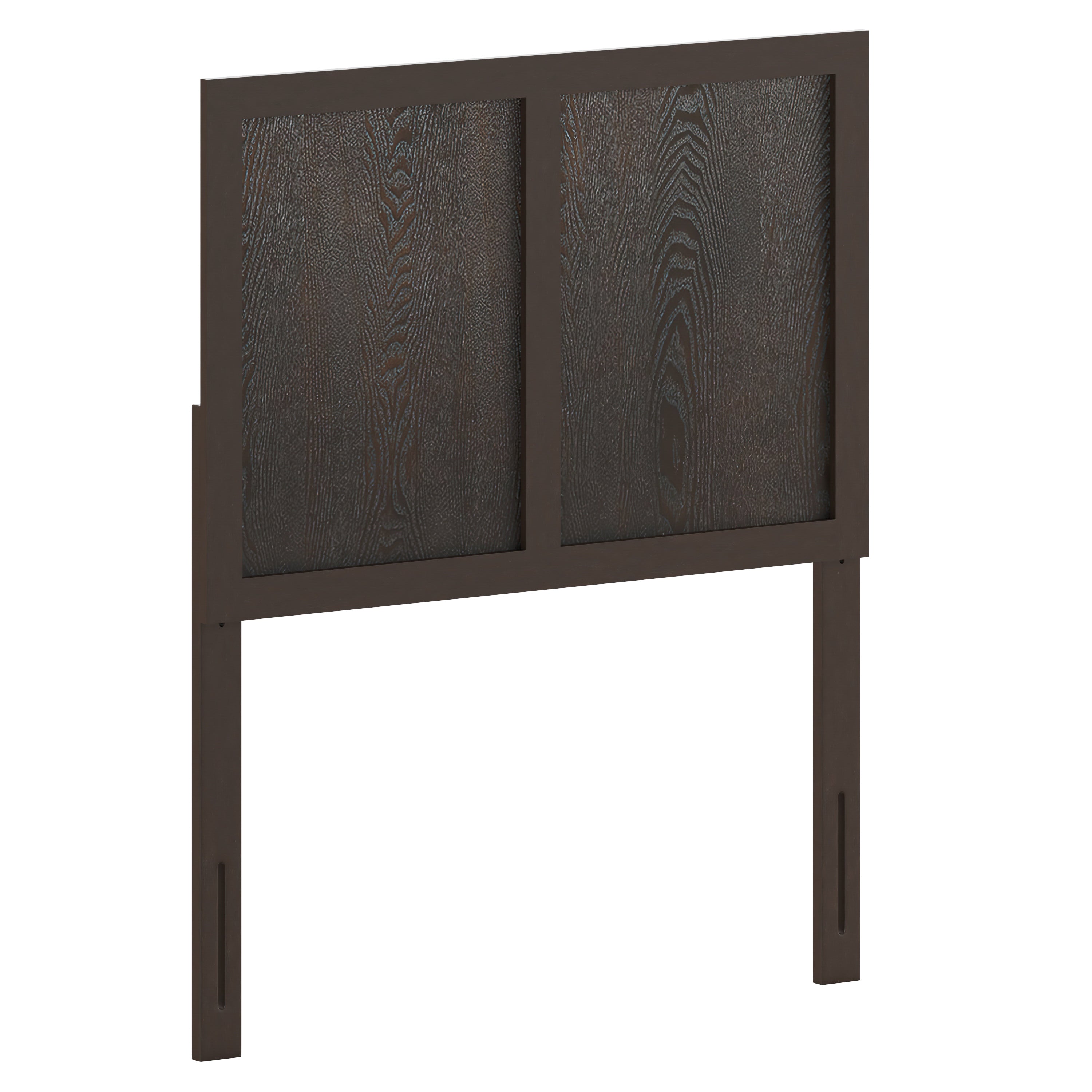 Oliver Twin Size Two Panel Wooden Adjustable Headboard for Universal Metal Bed Frames in Dark Brown