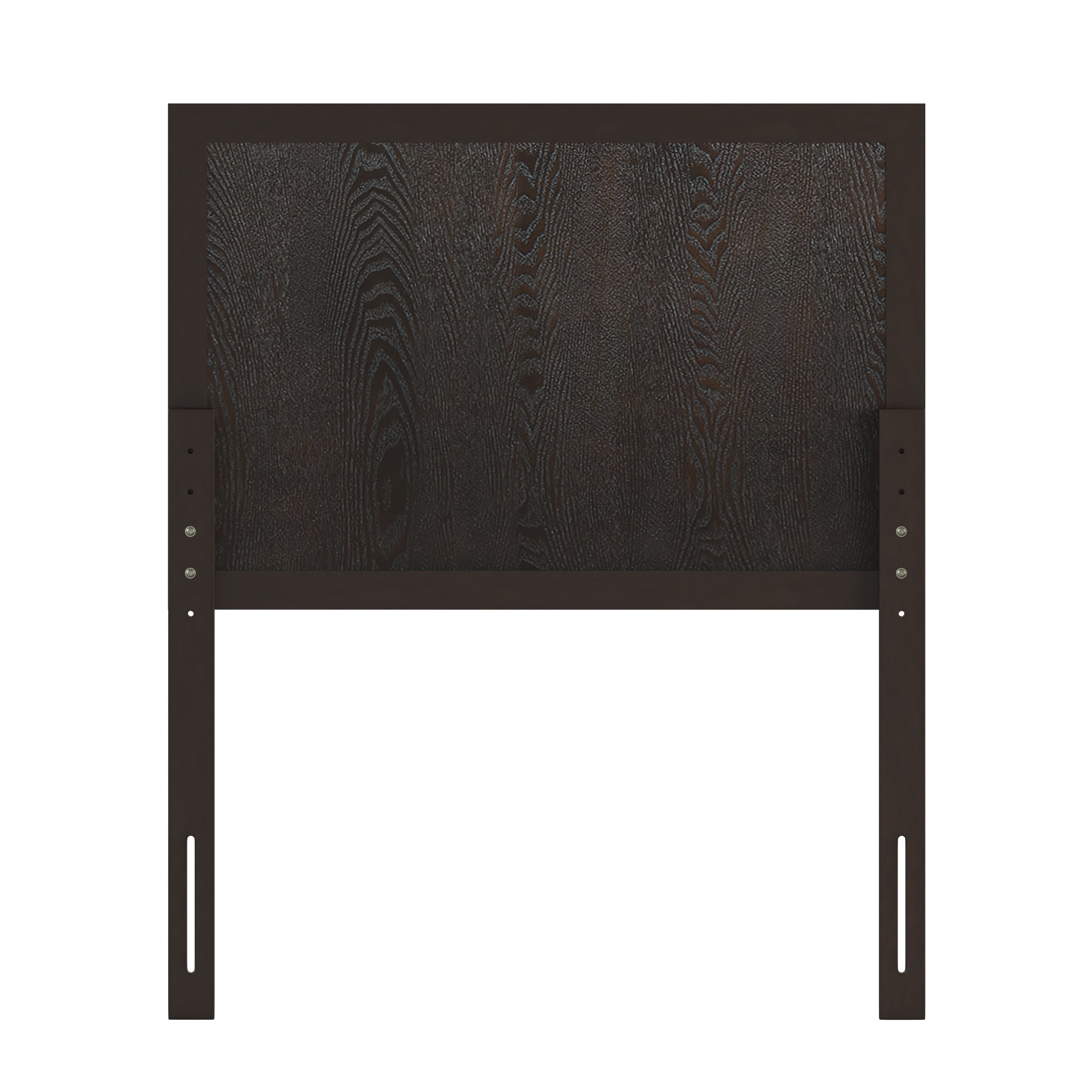 Oliver Twin Size Two Panel Wooden Adjustable Headboard for Universal Metal Bed Frames in Dark Brown