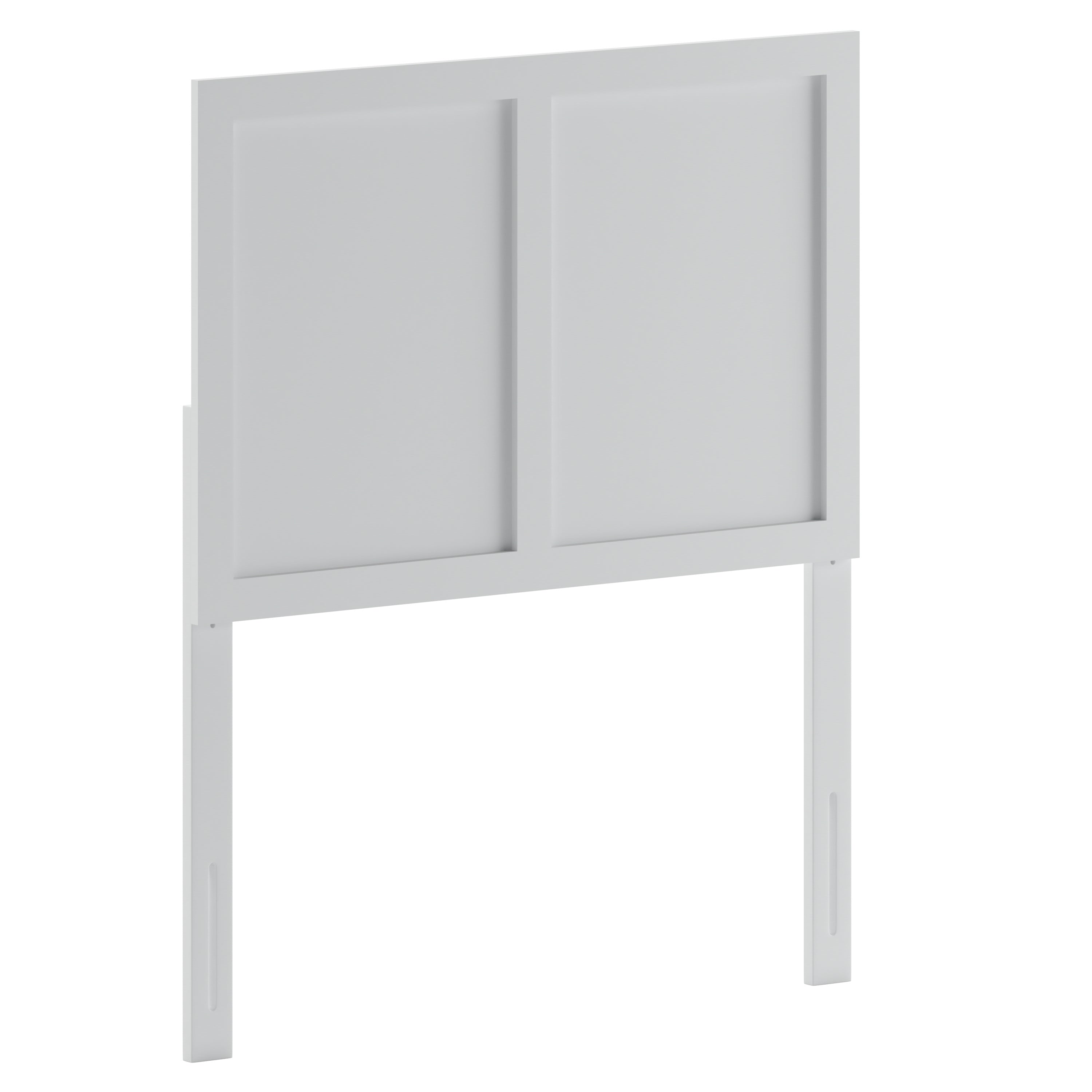 Oliver Twin Size Two Panel Wooden Adjustable Headboard for Universal Metal Bed Frames in White