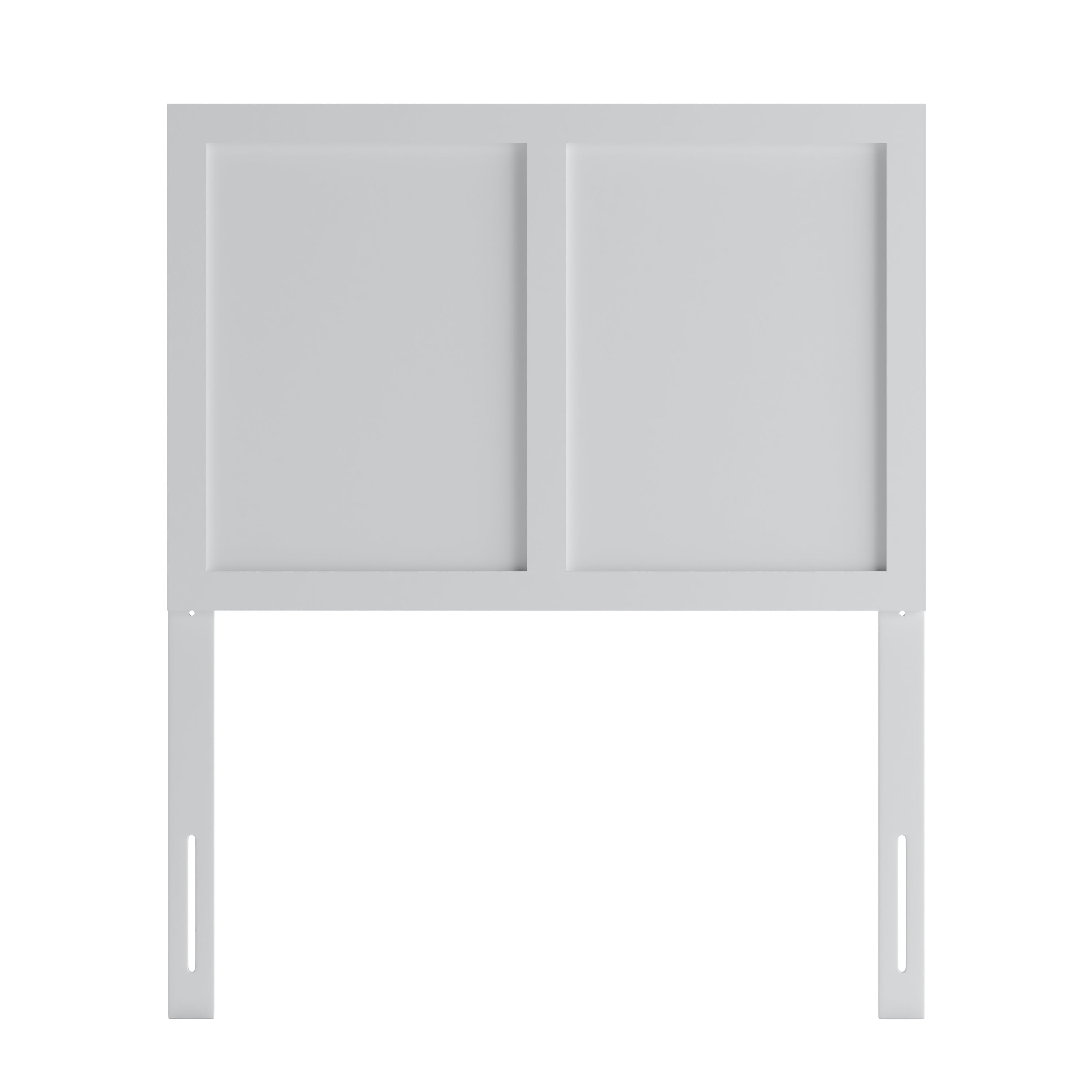 Oliver Twin Size Two Panel Wooden Adjustable Headboard for Universal Metal Bed Frames in White