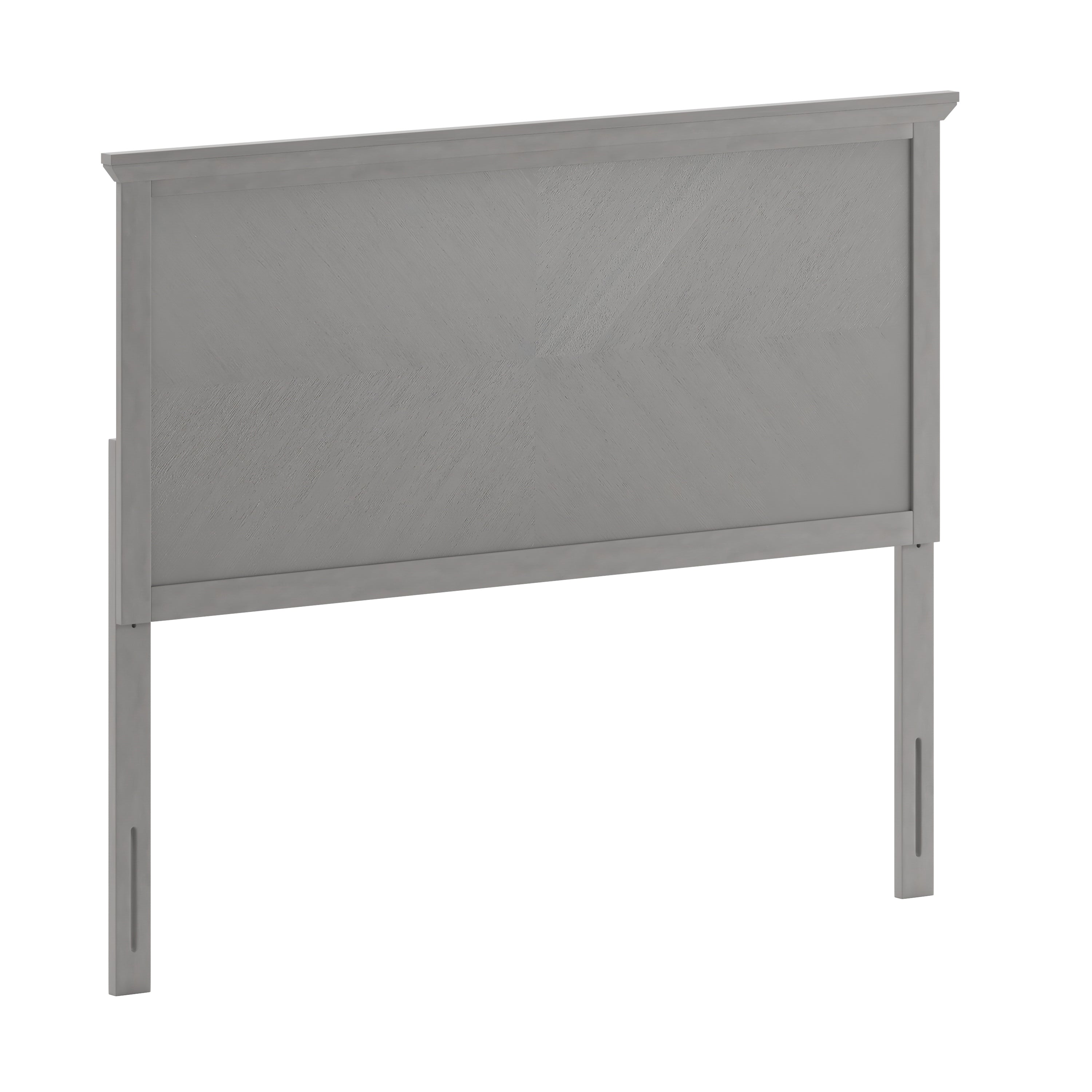 Fiona Full Size Herringbone Wooden Adjustable Headboard for Universal Metal Bed Frames in Gray Wash