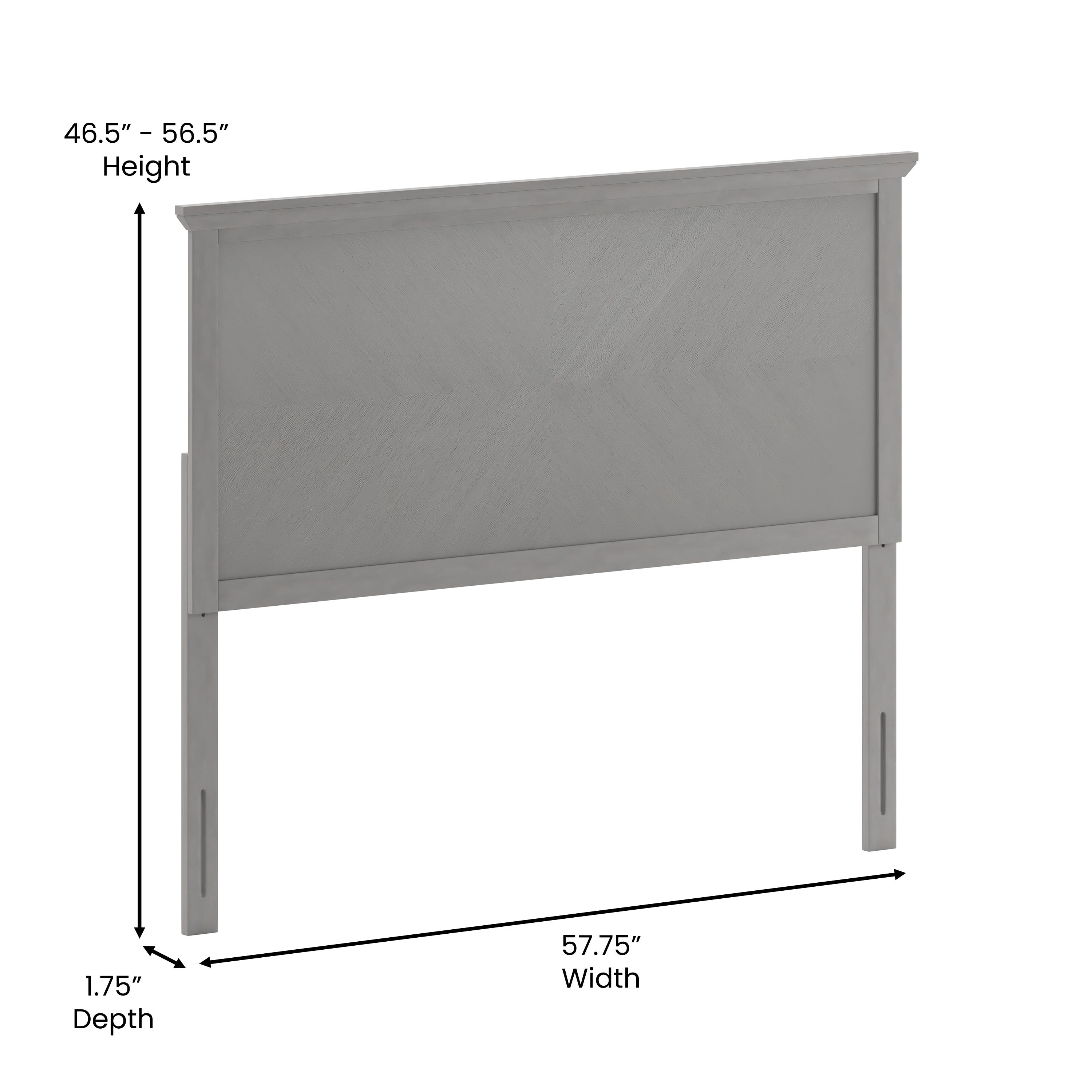 Fiona Full Size Herringbone Wooden Adjustable Headboard for Universal Metal Bed Frames in Gray Wash