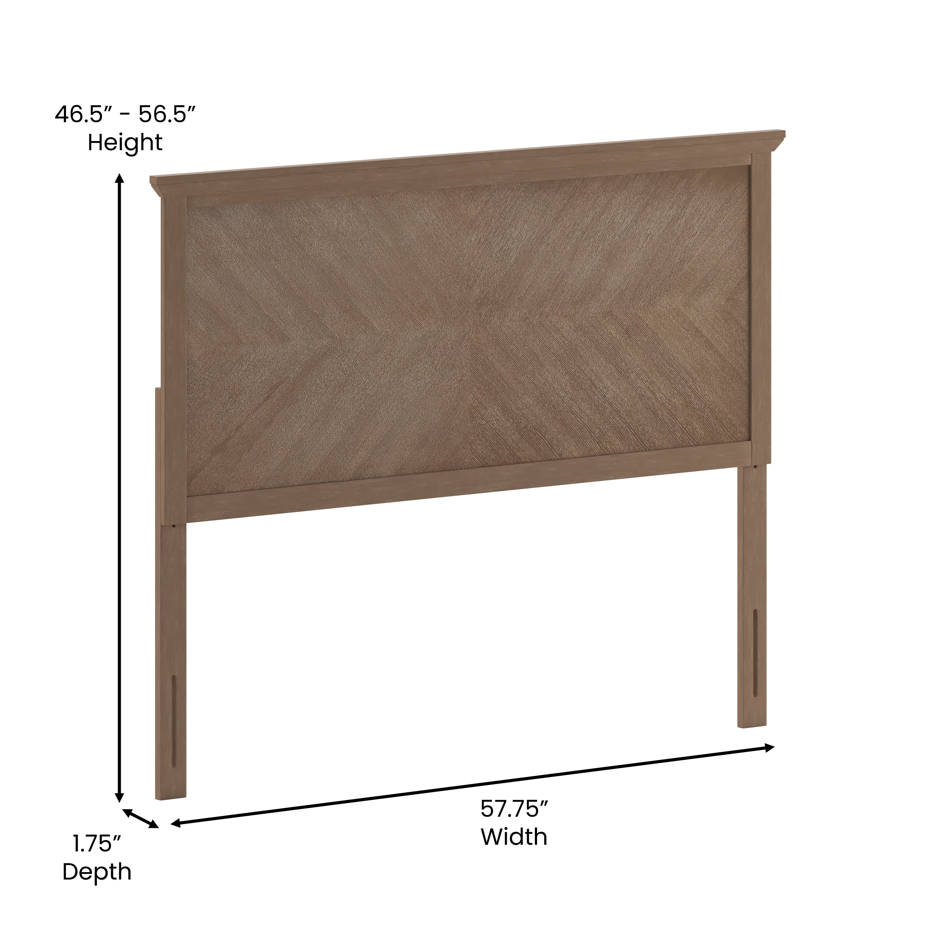 Fiona Full Size Herringbone Wooden Adjustable Headboard for Universal Metal Bed Frames Light Brown