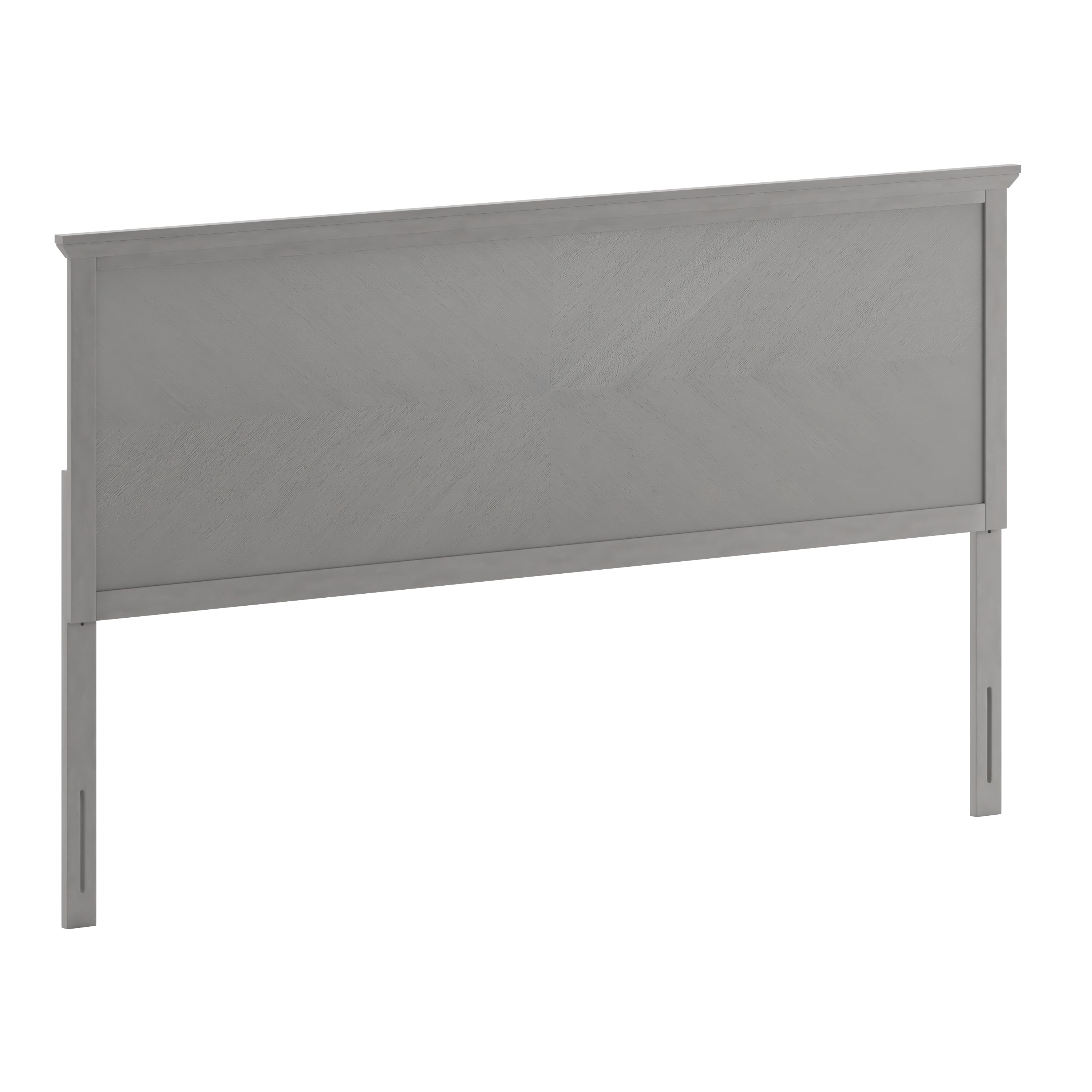 Fiona King Size Herringbone Wooden Adjustable Headboard for Universal Metal Bed Frames in Gray Wash