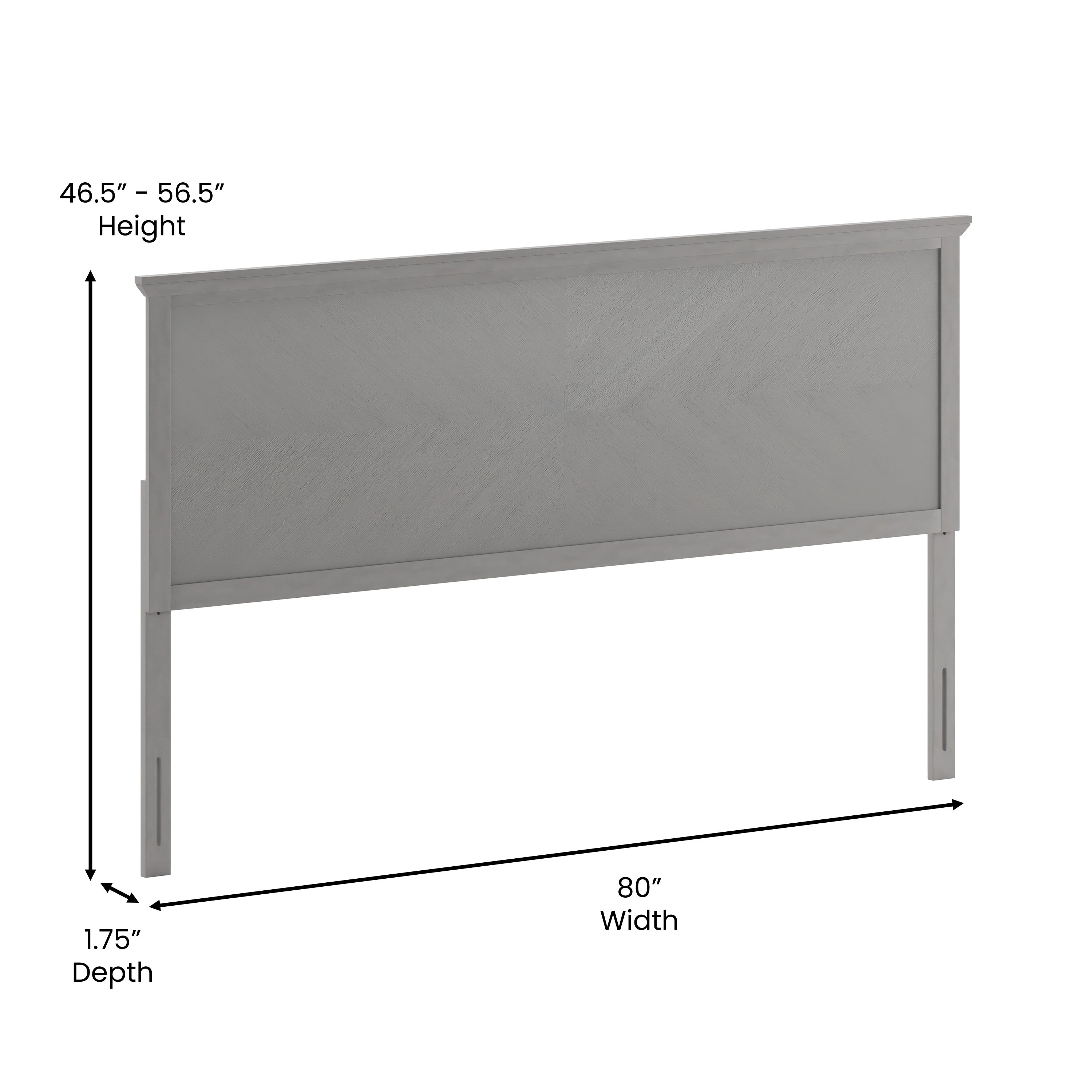 Fiona King Size Herringbone Wooden Adjustable Headboard for Universal Metal Bed Frames in Gray Wash
