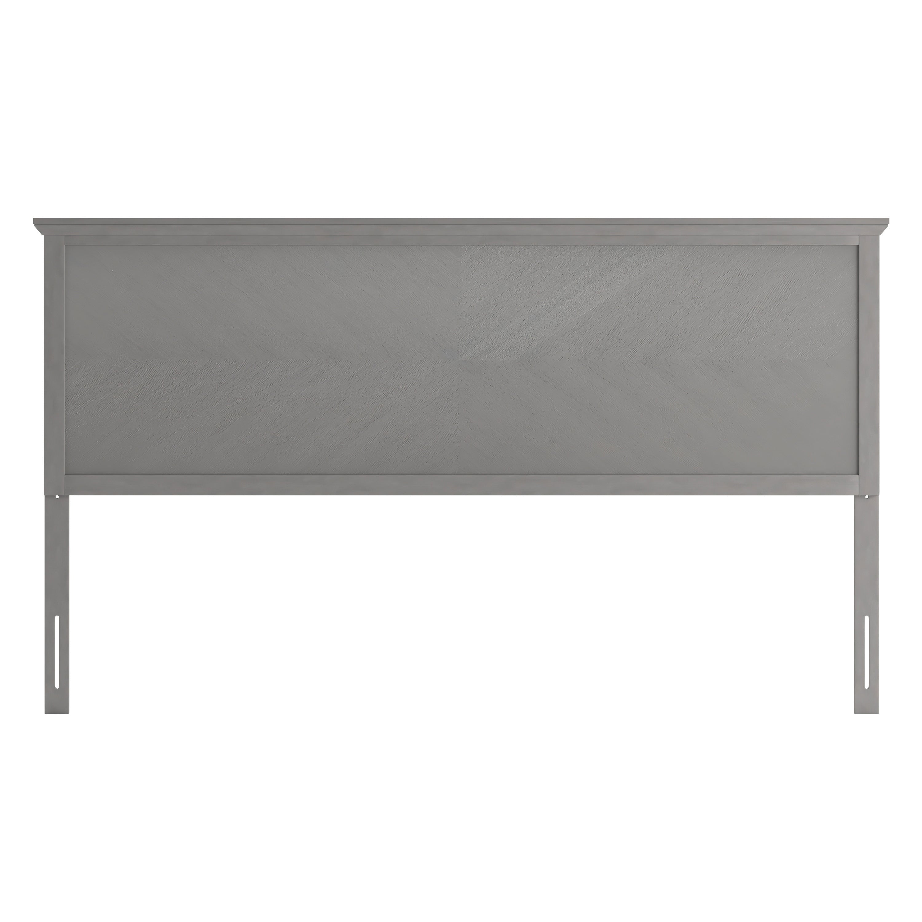 Fiona King Size Herringbone Wooden Adjustable Headboard for Universal Metal Bed Frames in Gray Wash