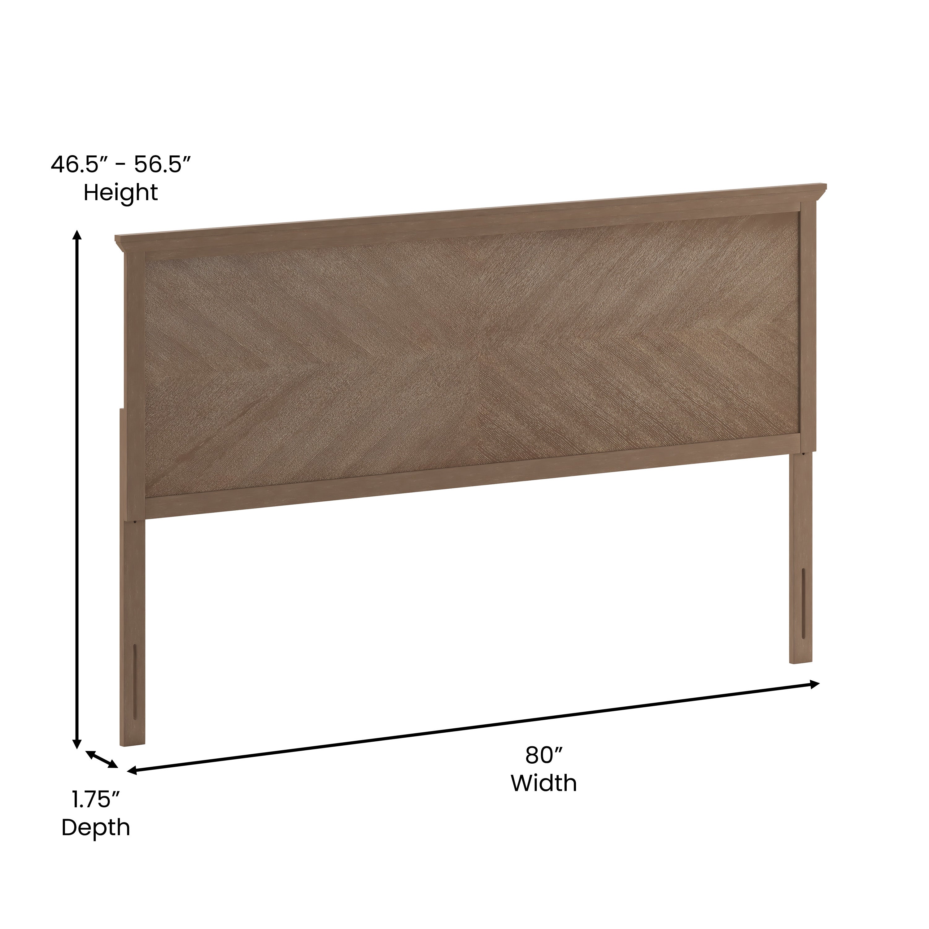 Fiona King Size Herringbone Wooden Adjustable Headboard for Universal Metal Bed Frames in Light Brown