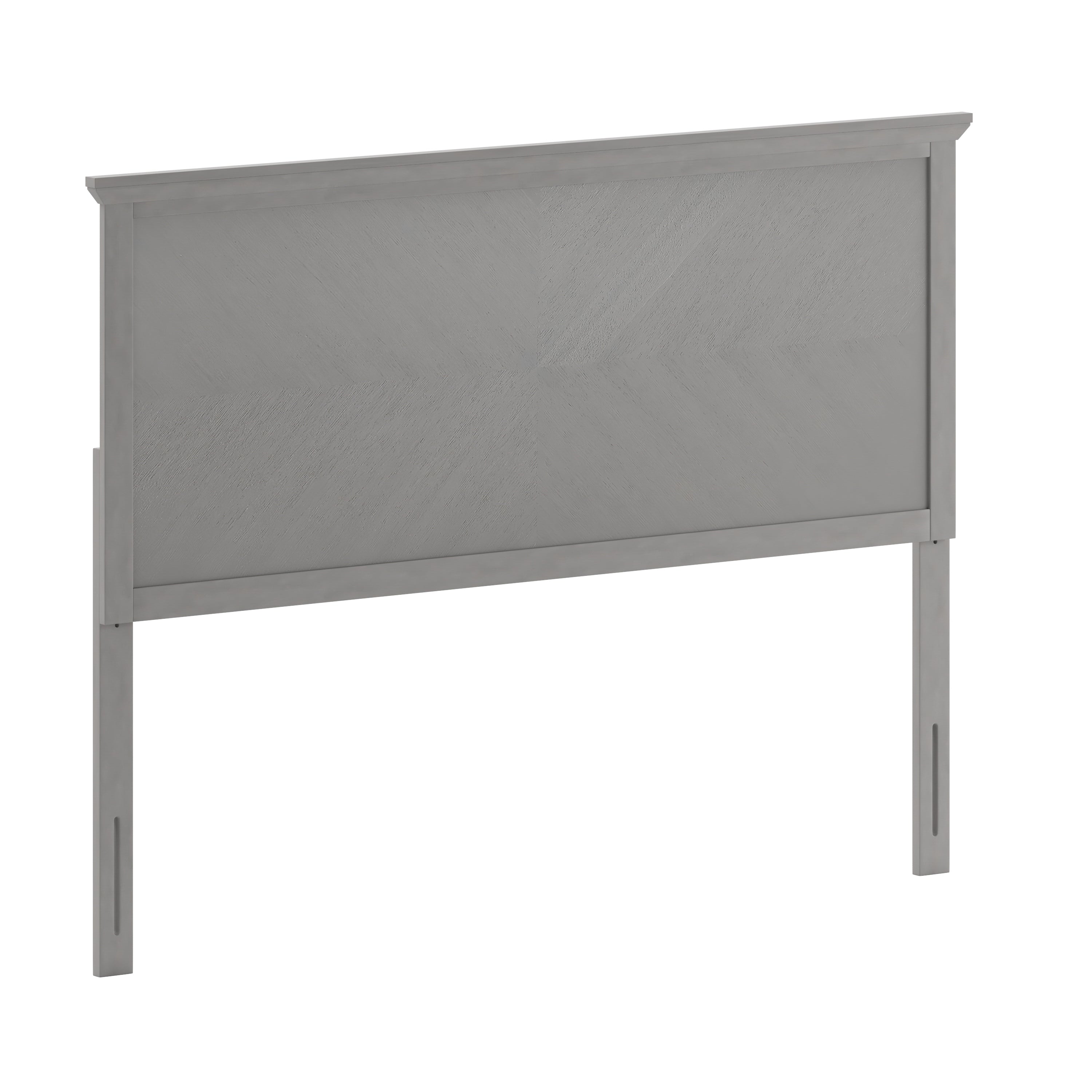 Fiona Queen Size Herringbone Wooden Adjustable Headboard for Universal Metal Bed Frames in Gray Wash