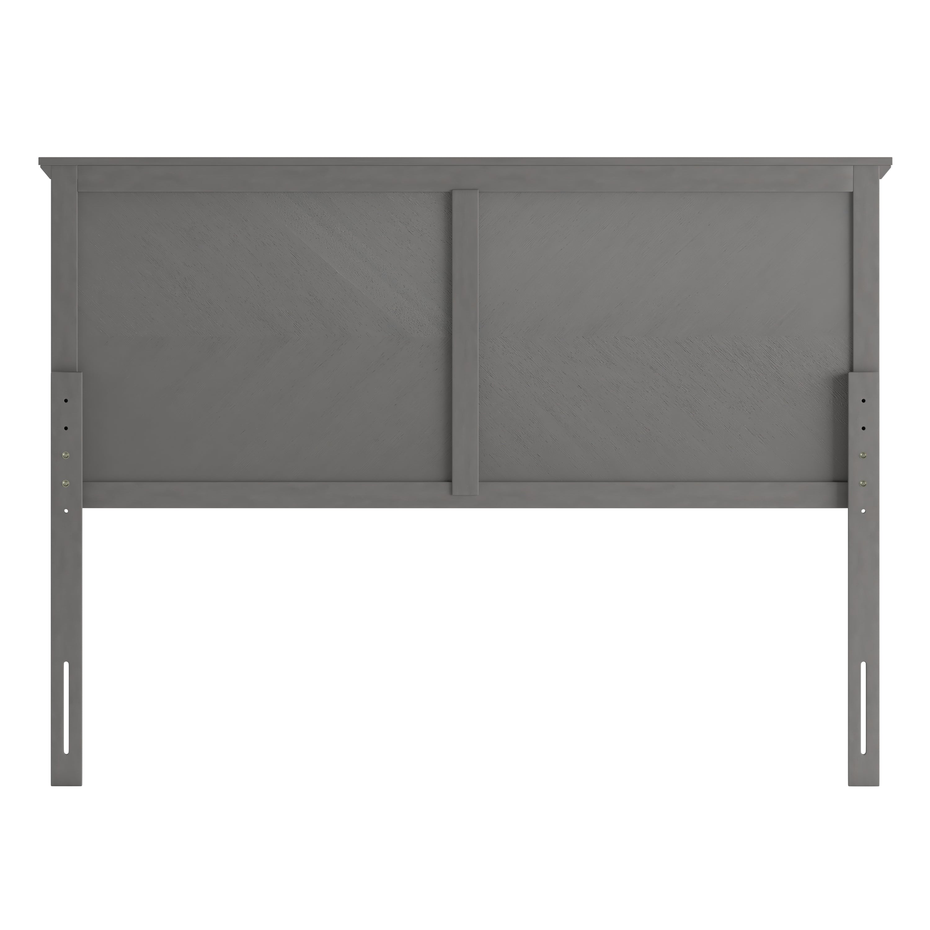 Fiona Queen Size Herringbone Wooden Adjustable Headboard for Universal Metal Bed Frames in Gray Wash