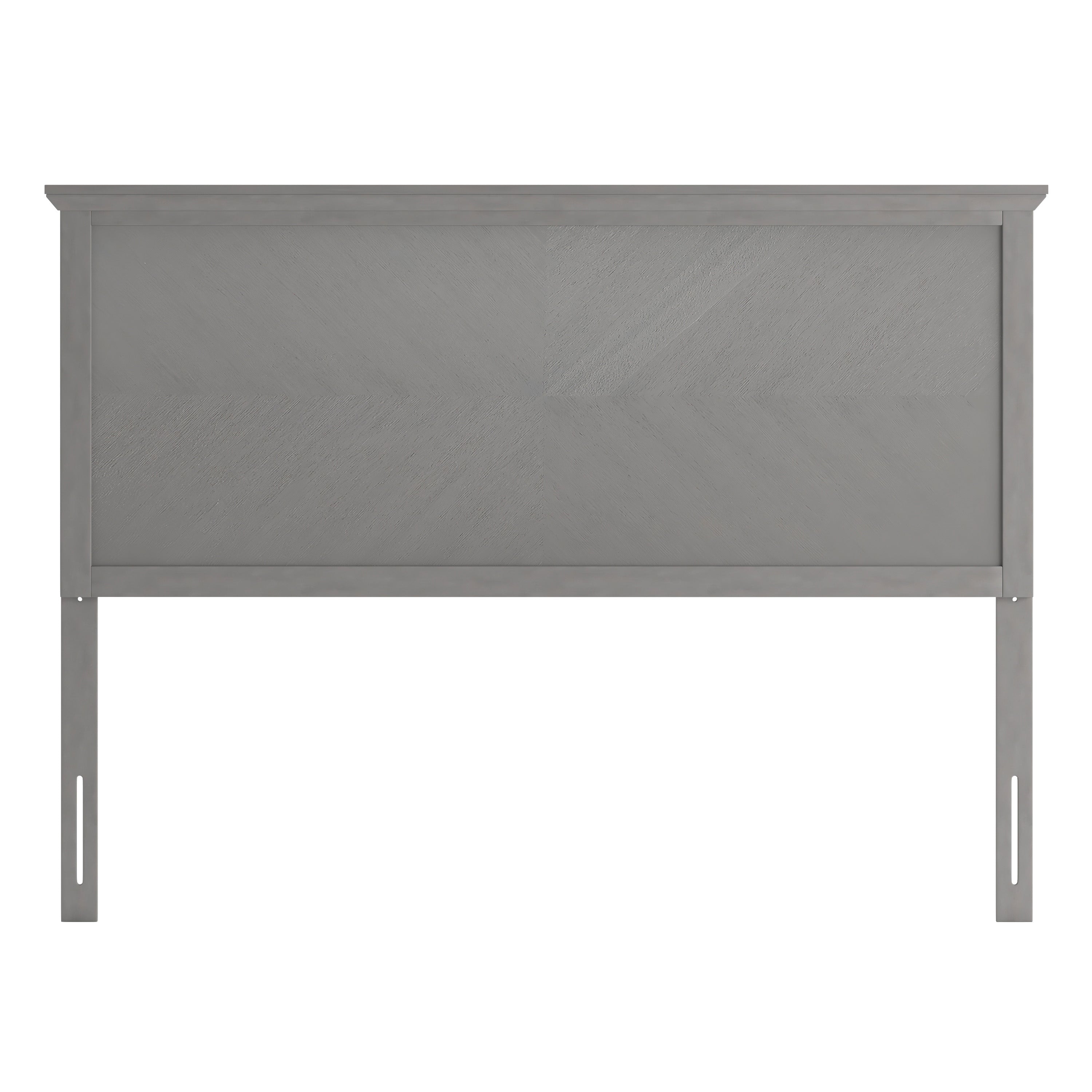 Fiona Queen Size Herringbone Wooden Adjustable Headboard for Universal Metal Bed Frames in Gray Wash
