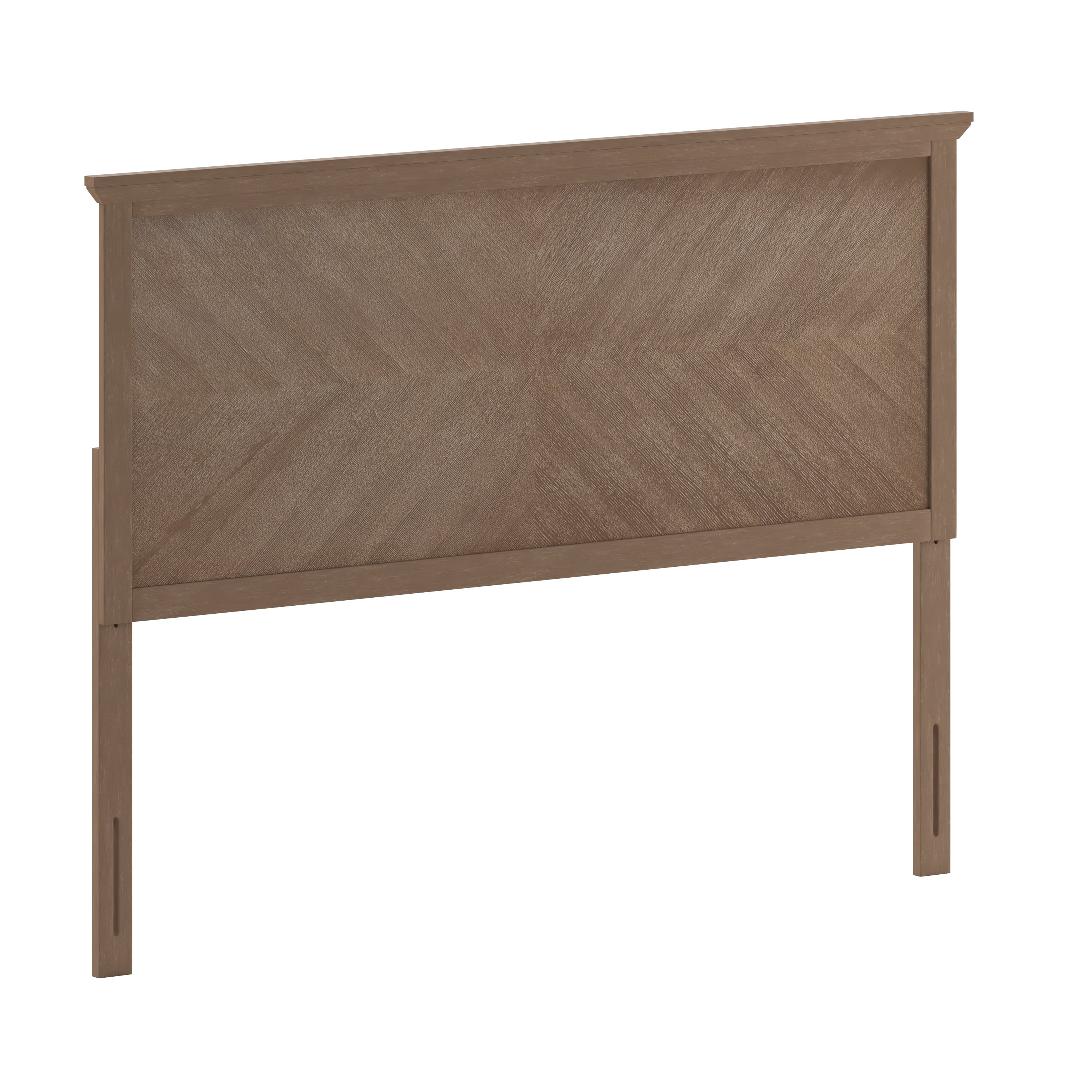 Fiona Queen Size Herringbone Wooden Adjustable Headboard for Universal Metal Bed Frames in Light Brown