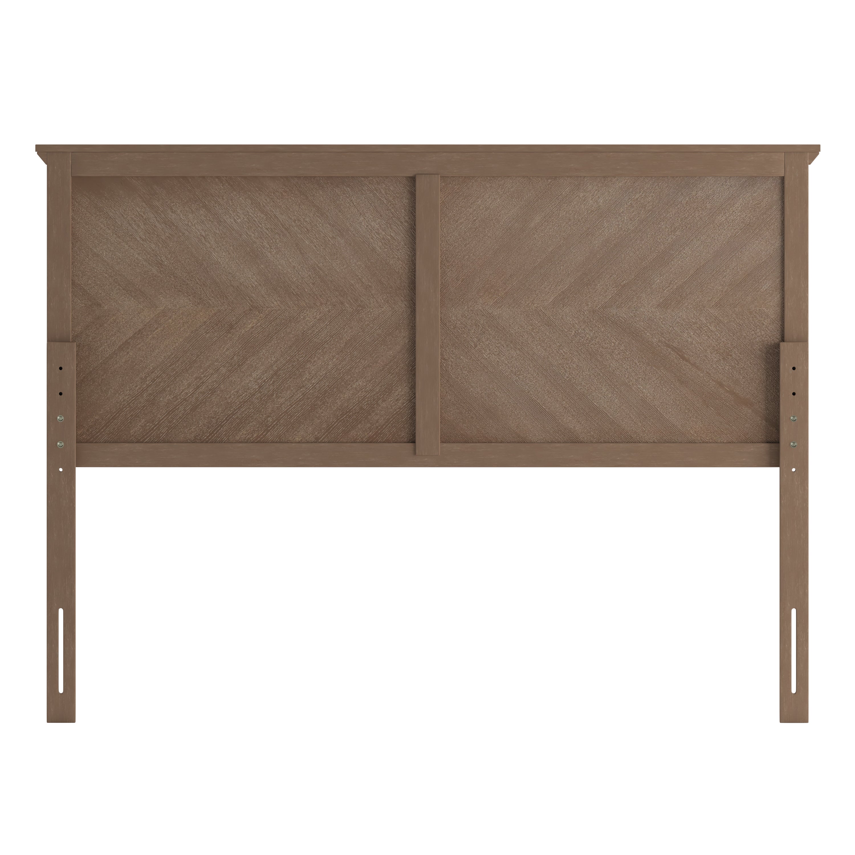 Fiona Queen Size Herringbone Wooden Adjustable Headboard for Universal Metal Bed Frames in Light Brown