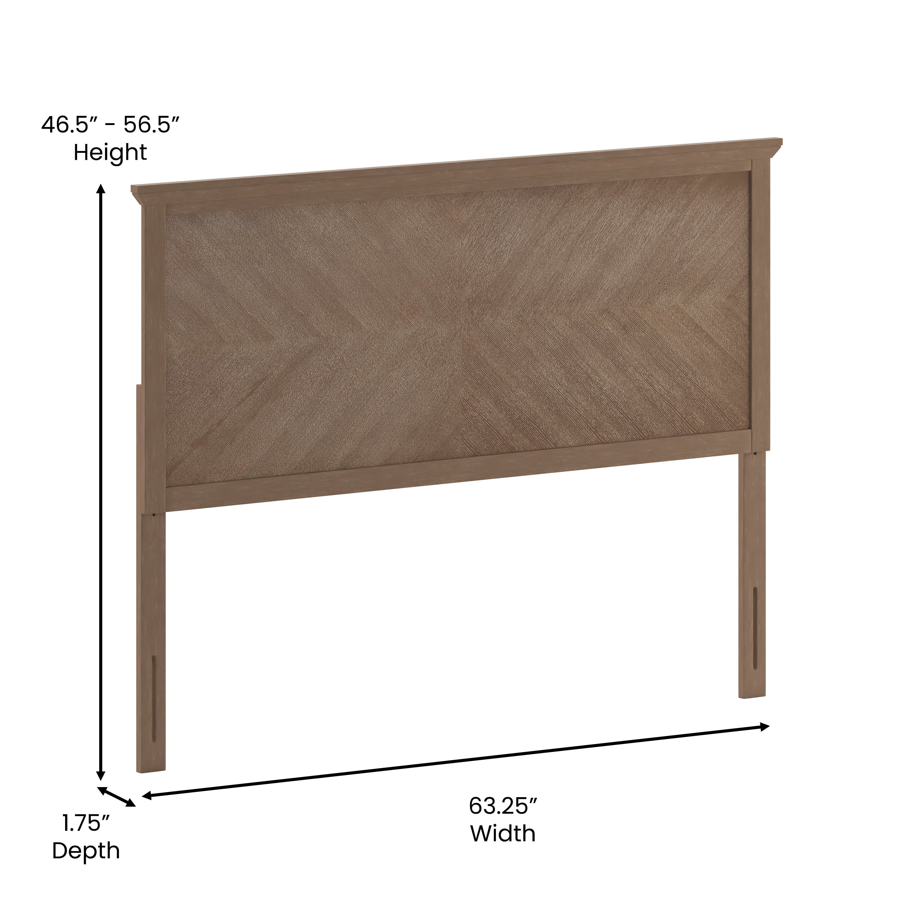 Fiona Queen Size Herringbone Wooden Adjustable Headboard for Universal Metal Bed Frames in Light Brown