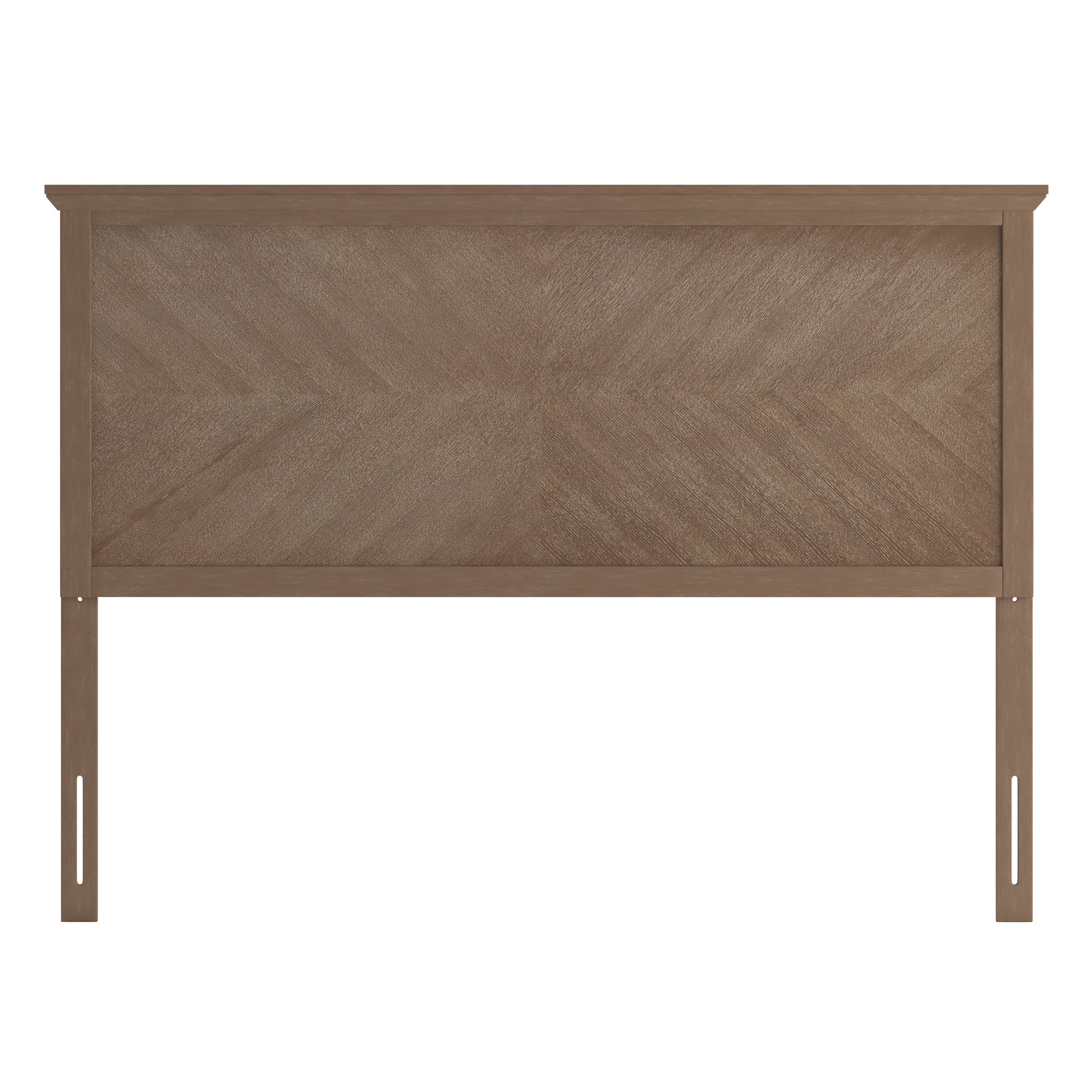 Fiona Queen Size Herringbone Wooden Adjustable Headboard for Universal Metal Bed Frames in Light Brown