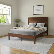 Kingston Full Size Solid Wood Platform Bed with Wooden Slats and Headboard, No Box Spring Needed, Brown