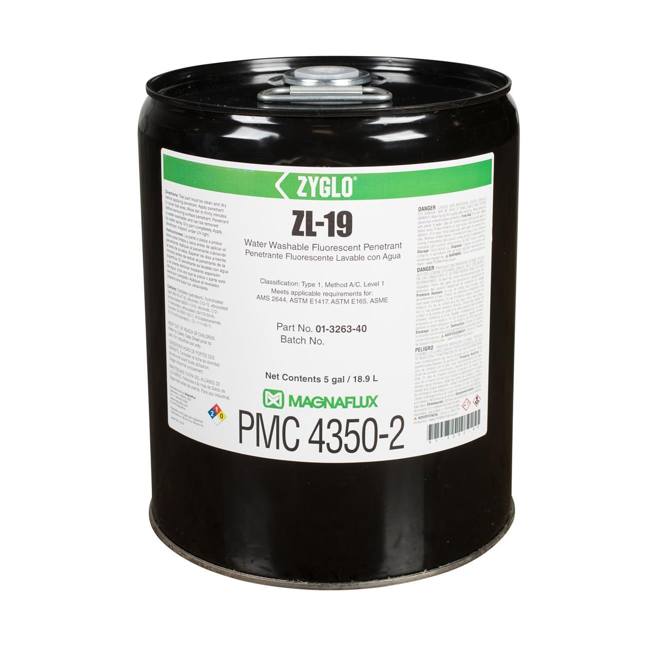Penetrant, ZL-19, Level 1, Fluorescent, Water Washable, 5 gal