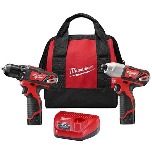 2494-22 Milwaukee M12 2-Tool Combo Kit with M12 3/8" Drill/Driver and M12 1/4" Hex Impact Driver