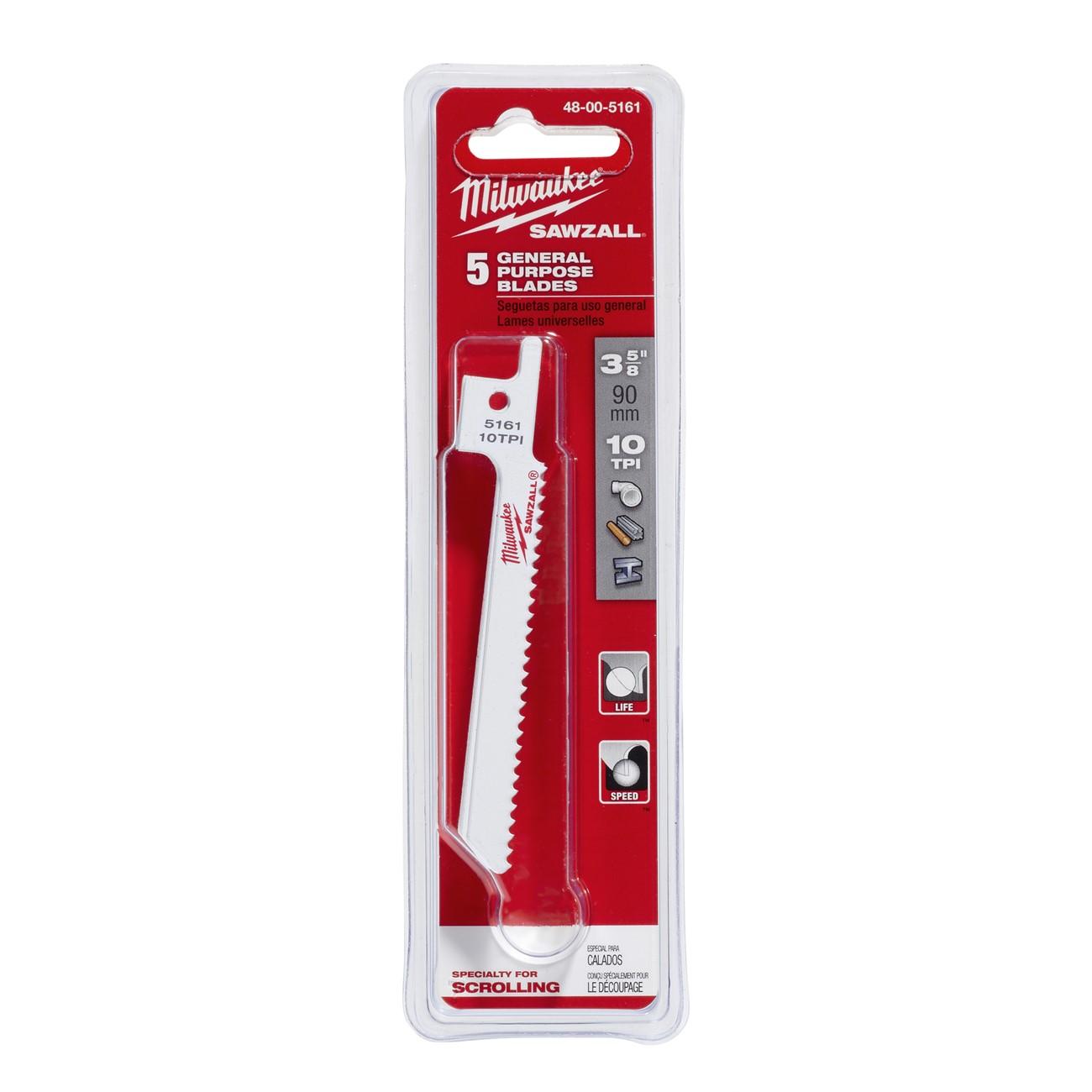 Reciprocating Saw Blade, Bi-Metal, 3.6 Inch, 0.3 Inch W, 5PK