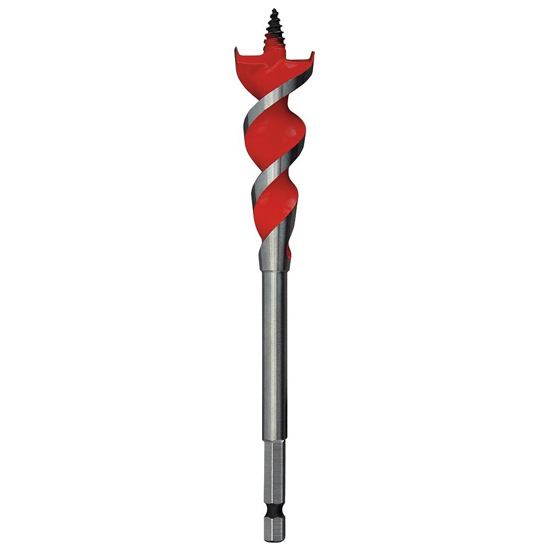 Auger Bit, 1/2 Inch Dia, 6 Inch Flute L, Hex, Single End
