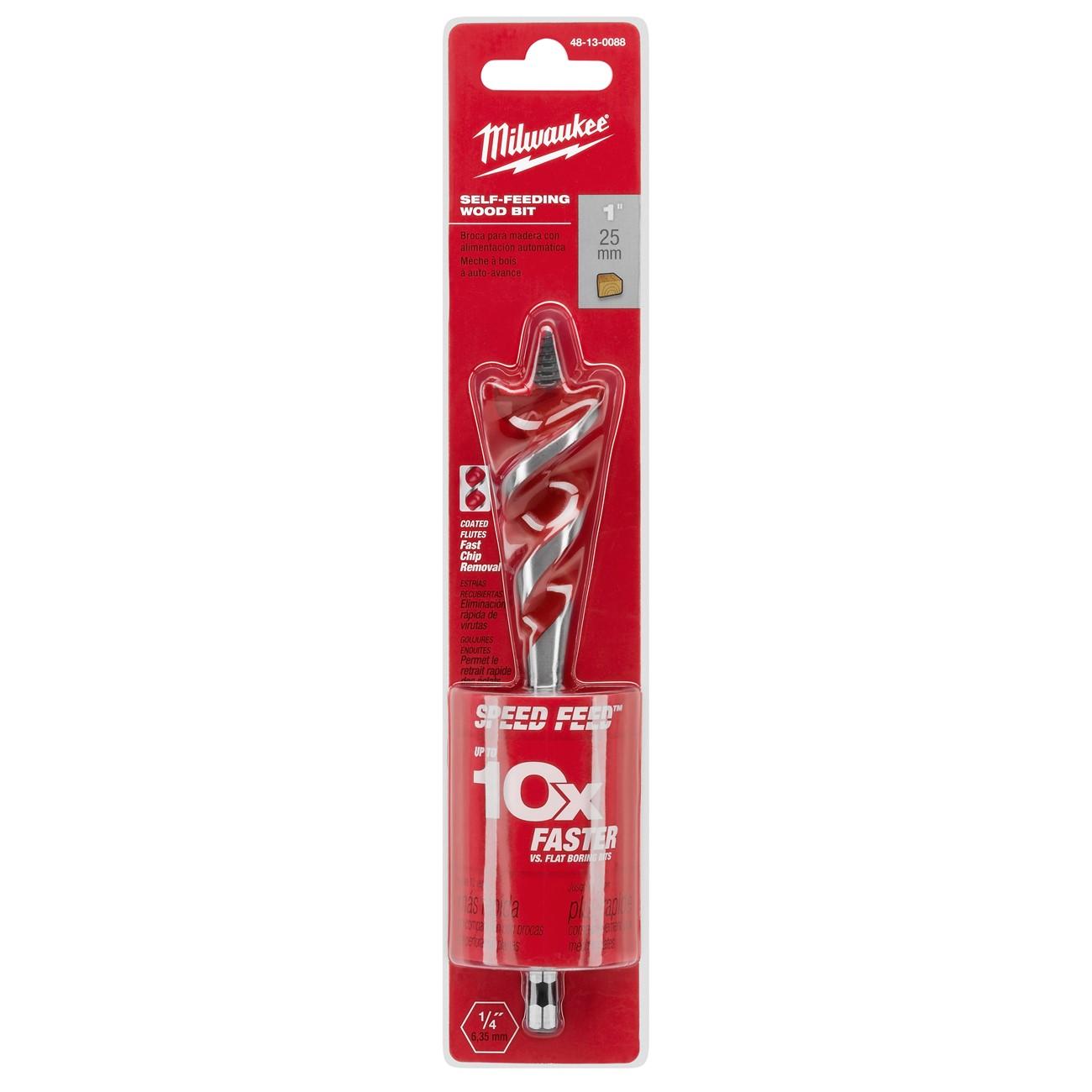 Auger Bit, 1 Inch Dia, 6 Inch Flute L, Hex, Single End
