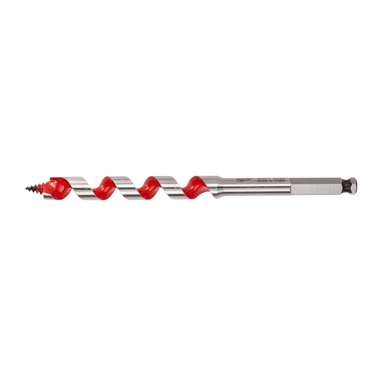 Auger Bit, 1/2 Inch Dia, 3 Inch Flute L, Hex, Single End
