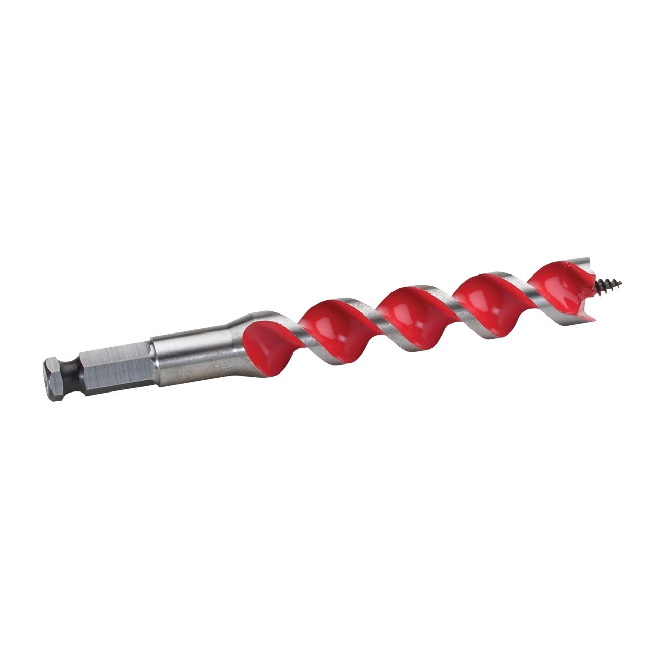 Auger Bit, 1/2 Inch Dia, 4 Inch Flute L, Hex, Single End