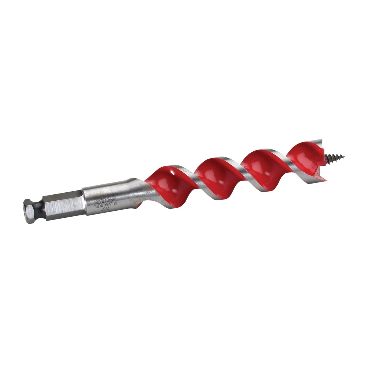 Auger Bit, 7/8 Inch Dia, 4 Inch Flute L, Hex, Single End