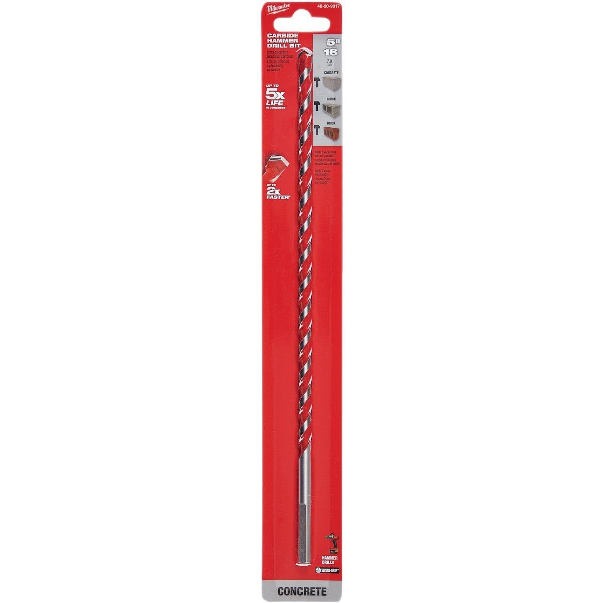 Milwaukee SHOCKWAVE 5/16 In. x 12 In. Carbide Masonry Drill Bit
