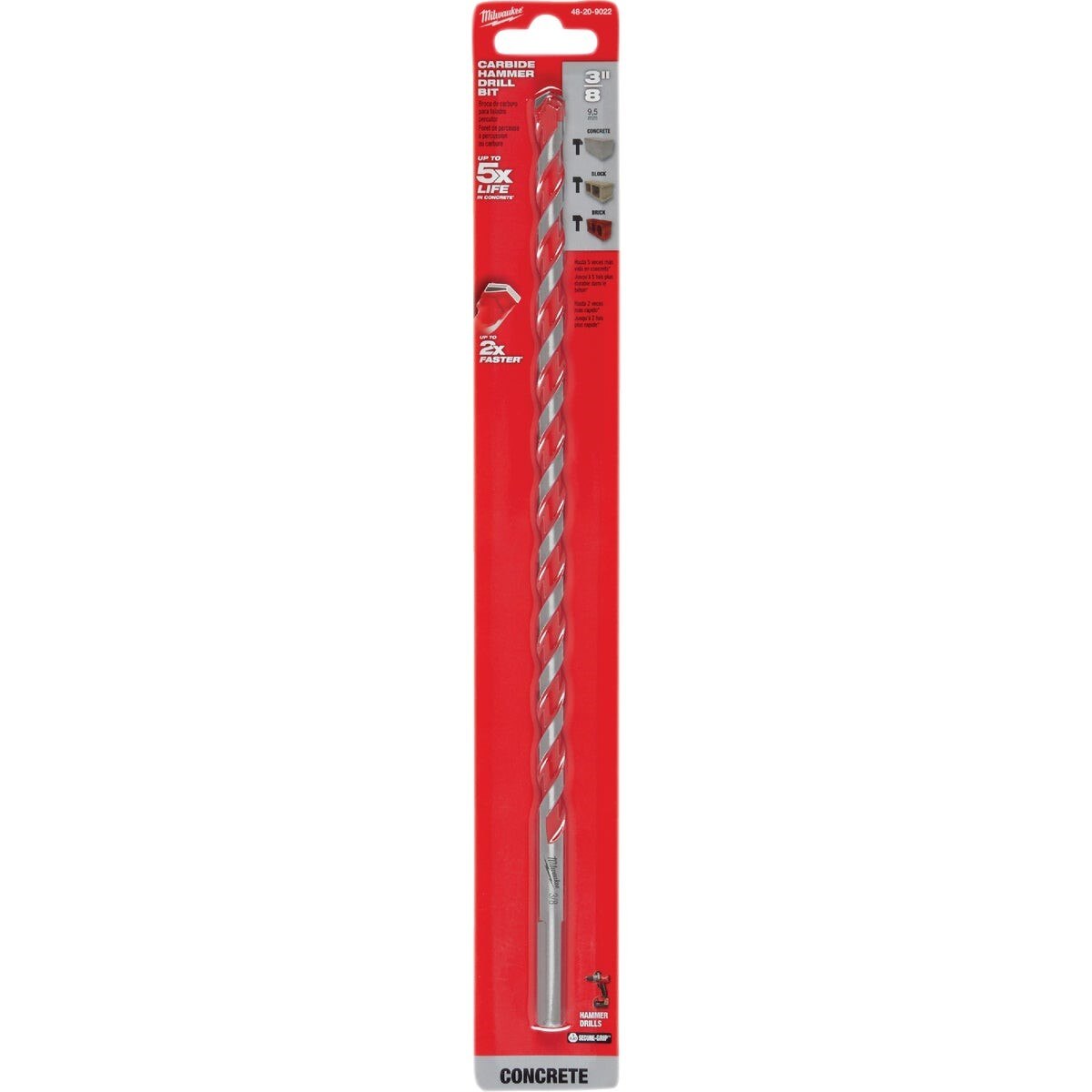 Milwaukee SHOCKWAVE 3/8 In. x 12 In. Carbide Masonry Drill Bit