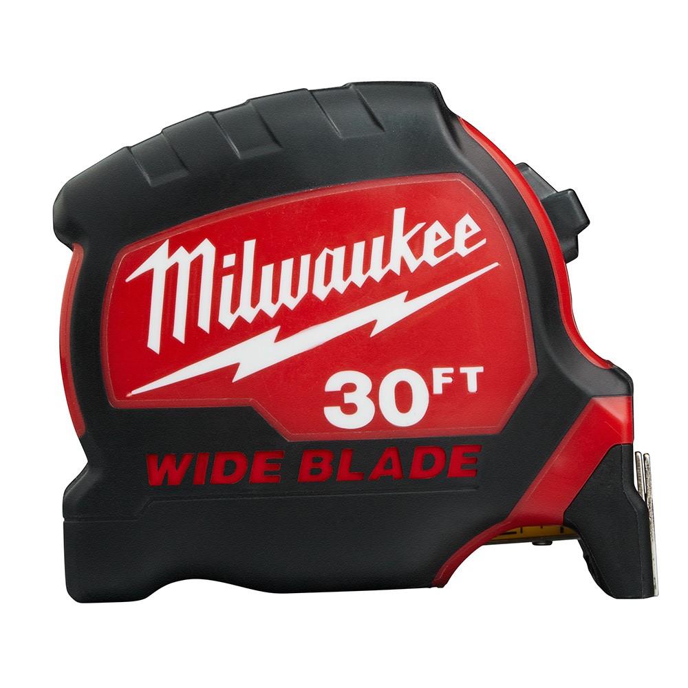 Tape Measure, 30 ft L, 2.4 Inch W, Double-Sided Hook, Steel