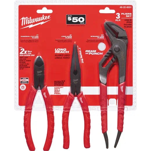 Milwaukee 3 PC Comfort Grip Pliers Kit