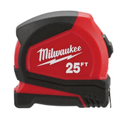 Tape Measure, 25 ft L, 1.65 Inch W, Automatic, Red/Black