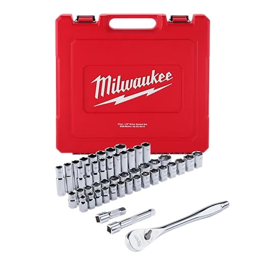 47pc 1/2" Drive Metric & SAE Ratchet and Socket Set with Sides