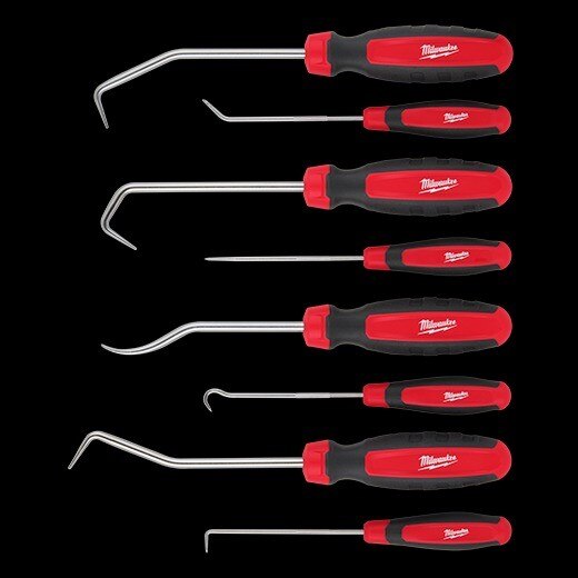 Hook & Pick Set, 8 Pieces, Metal Core, Red Handle